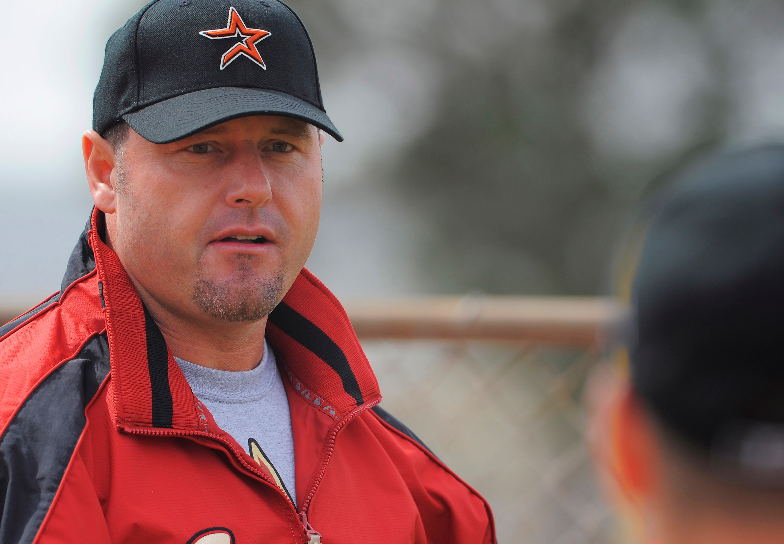 KISSIMMEE, FL - FEBRUARY 27: Roger Clemens speaks with Houston Astros minor league pitchers at Spring Training at Osceola County Stadium on February 27, 2008 in Kissimmee, Florida. The U.S. House Oversight and Government Reform Committee has asked the Jus