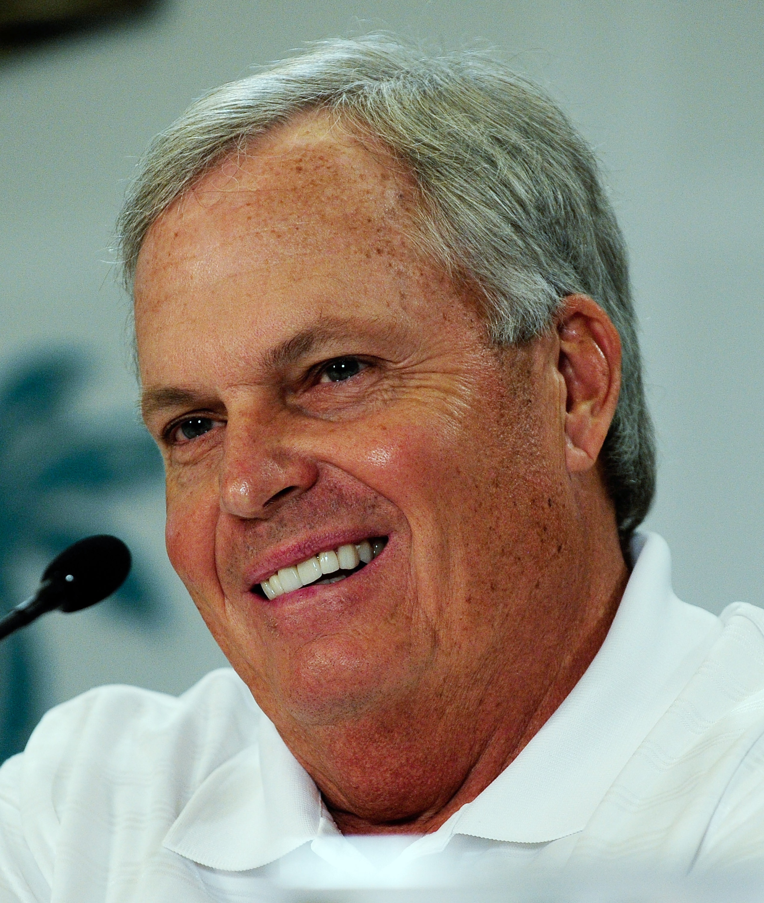 CORAL GABLES, FL - NOVEMBER 19:  Team owner Rick Hendrick speaks to the media during the NASCAR Championship Contenders  Press Conference on November 19, 2009 in Coral Gables, Florida.  (Photo by Sam Greenwood/Getty Images for NASCAR)