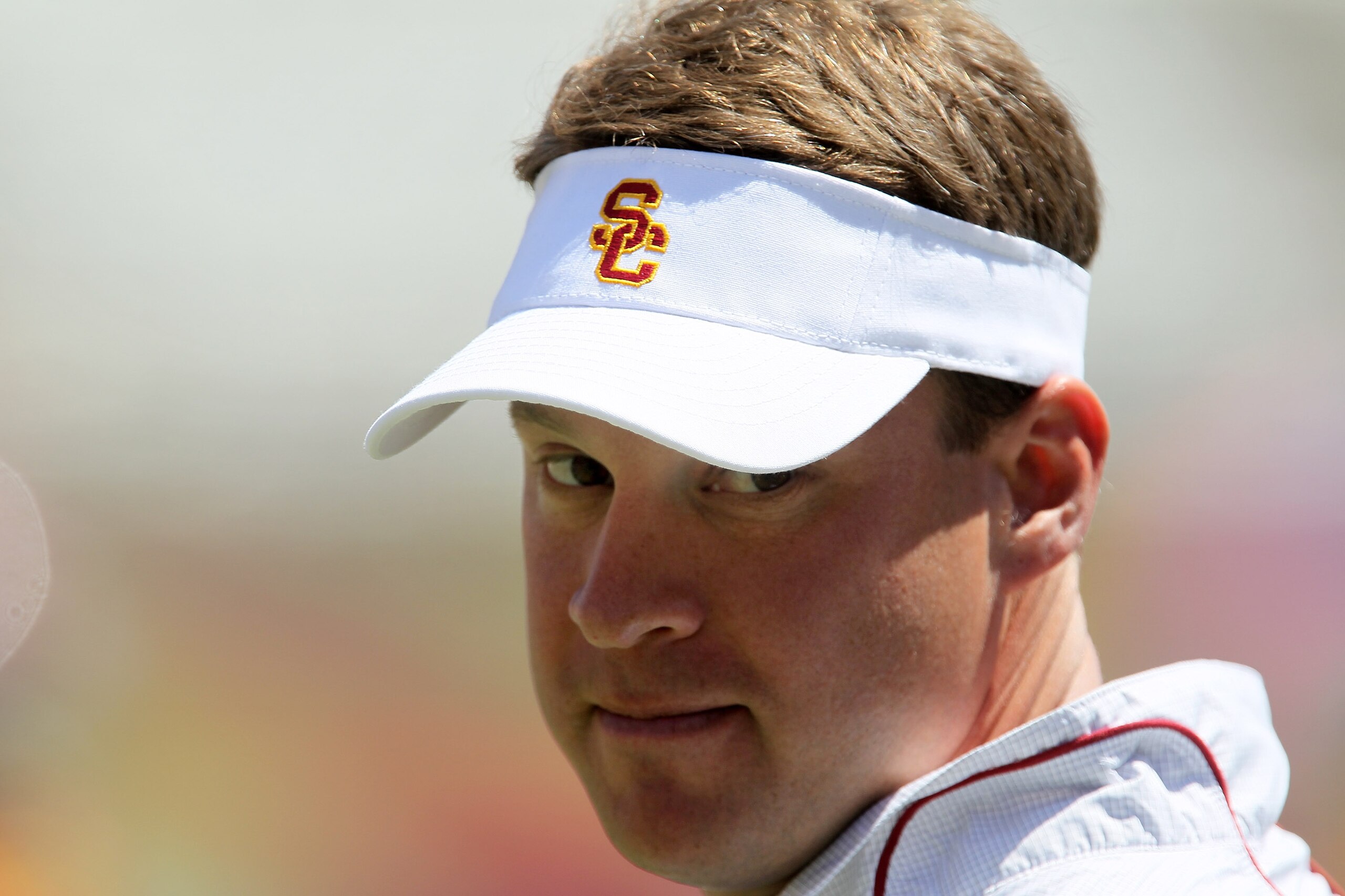 LOS ANGELES, CA - MAY 01: Head coach Lane Kiffin looks on during the USC Trojans spring game on May 1, 2010 at the Los Angeles Memorial Coliseum in Los Angeles, California. (Photo by Stephen Dunn/Getty Images) LOS ANGELES, CA - MAY 01: Head coach Lane Kiffin looks on during the USC Trojans spring game on May 1, 2010 at the Los Angeles Memorial Coliseum in Los Angeles, California. (Photo by Stephen Dunn/Getty Images)