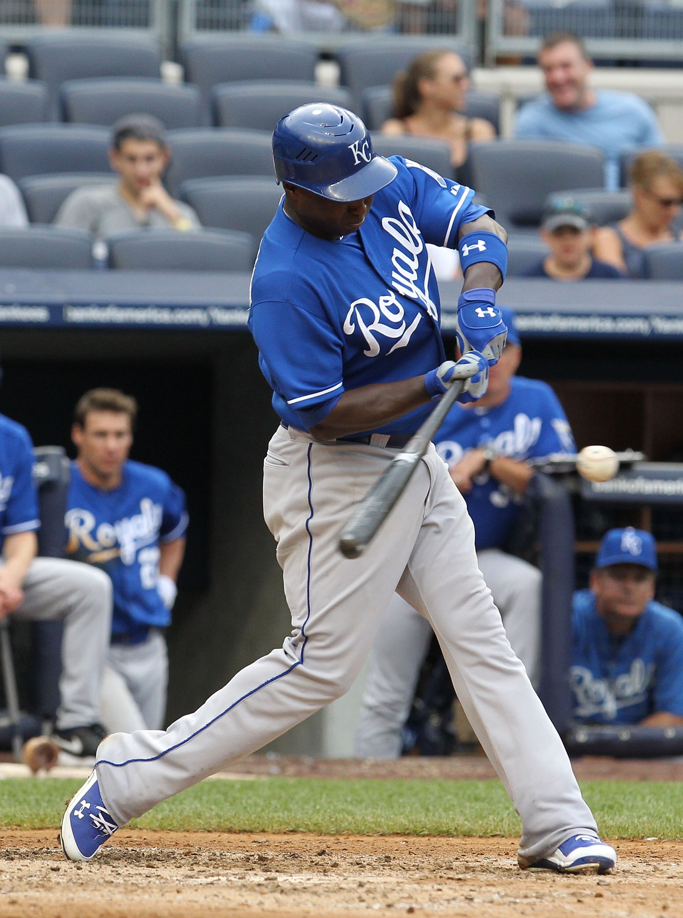 NEW YORK - JULY 25:  Yuniesky Betancourt #3 of the Kansas City Royals in action against the New York Yankees during their game on July 25, 2010 at Yankee Stadium in the Bronx borough of New York City.  (Photo by Al Bello/Getty Images)