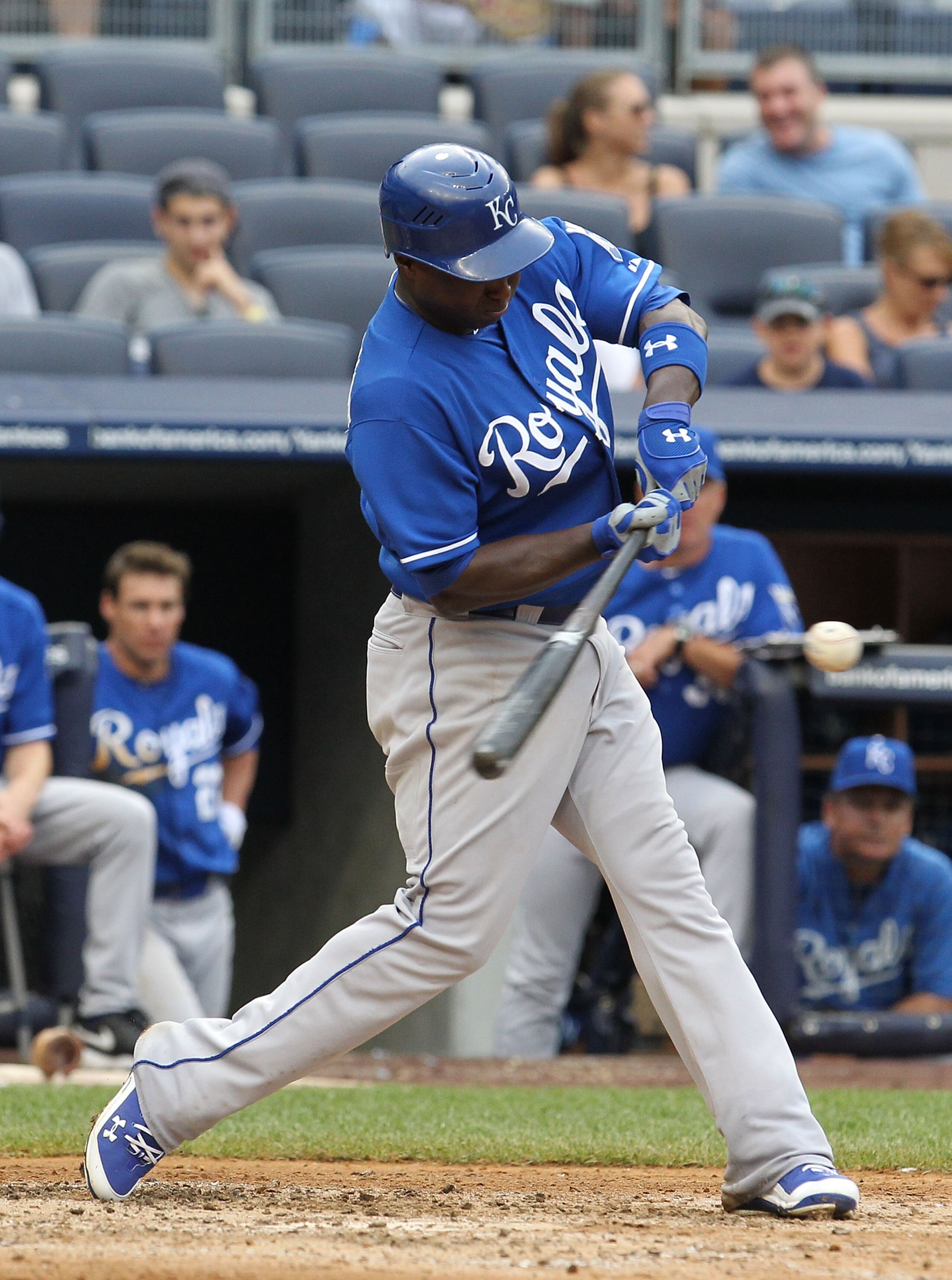 NEW YORK - JULY 25:  Yuniesky Betancourt #3 of the Kansas City Royals in action against the New York Yankees during their game on July 25, 2010 at Yankee Stadium in the Bronx borough of New York City.  (Photo by Al Bello/Getty Images)