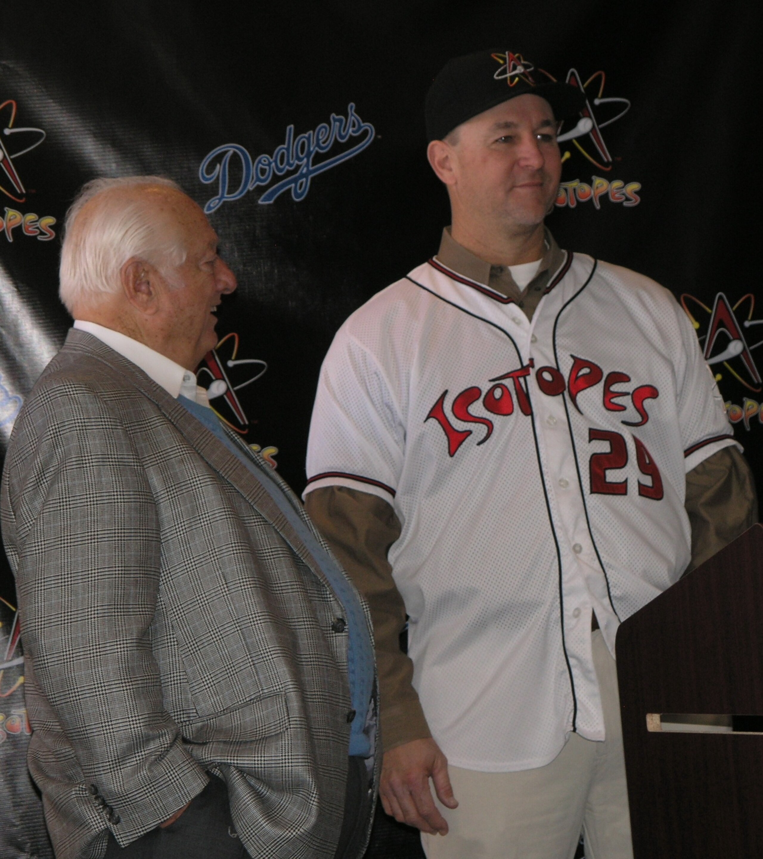 Tim Wallach (right) pictured with Tommy Lasorda