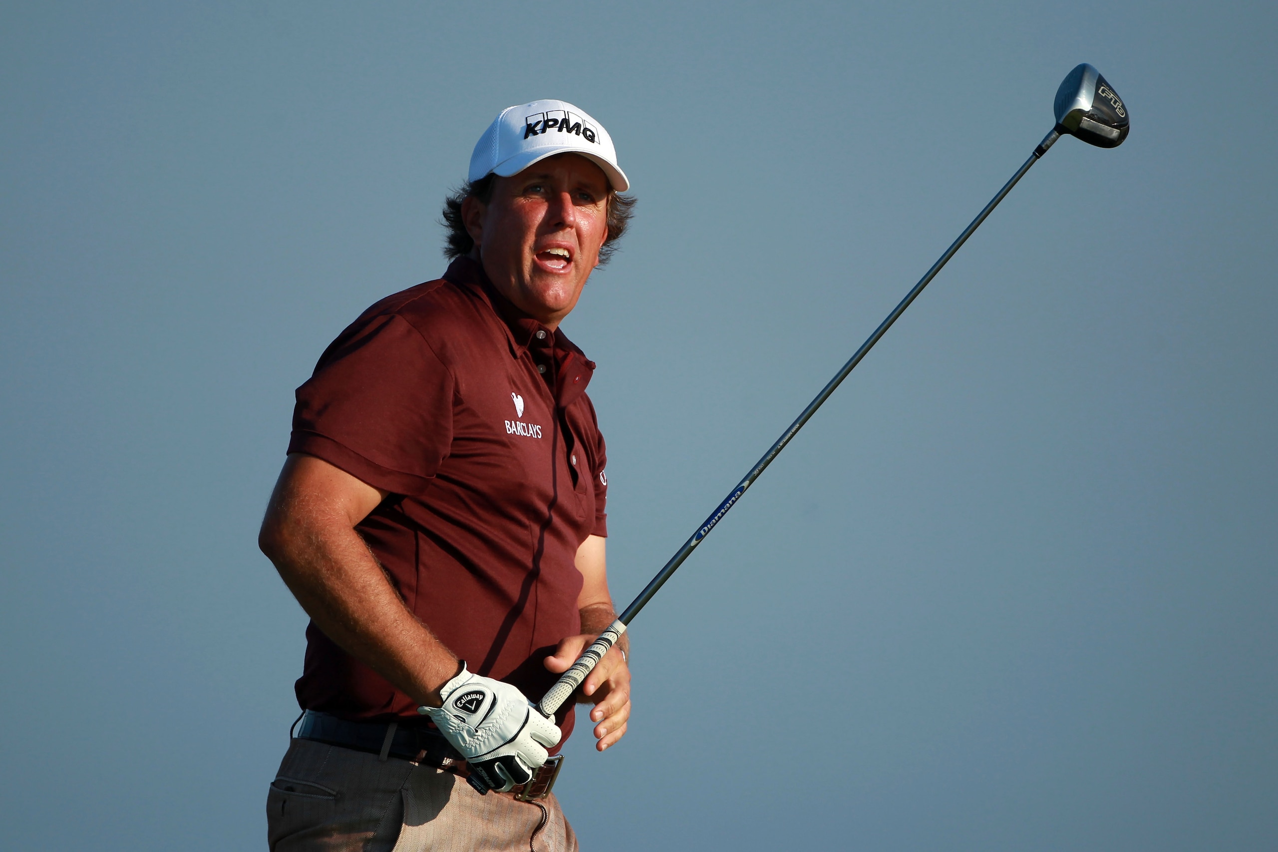 KOHLER, WI - AUGUST 12:  Phil Mickelson hits a tee shot on the fifth hole during the first round of the 92nd PGA Championship on the Straits Course at Whistling Straits on August 12, 2010 in Kohler, Wisconsin.  (Photo by Andrew Redington/Getty Images)