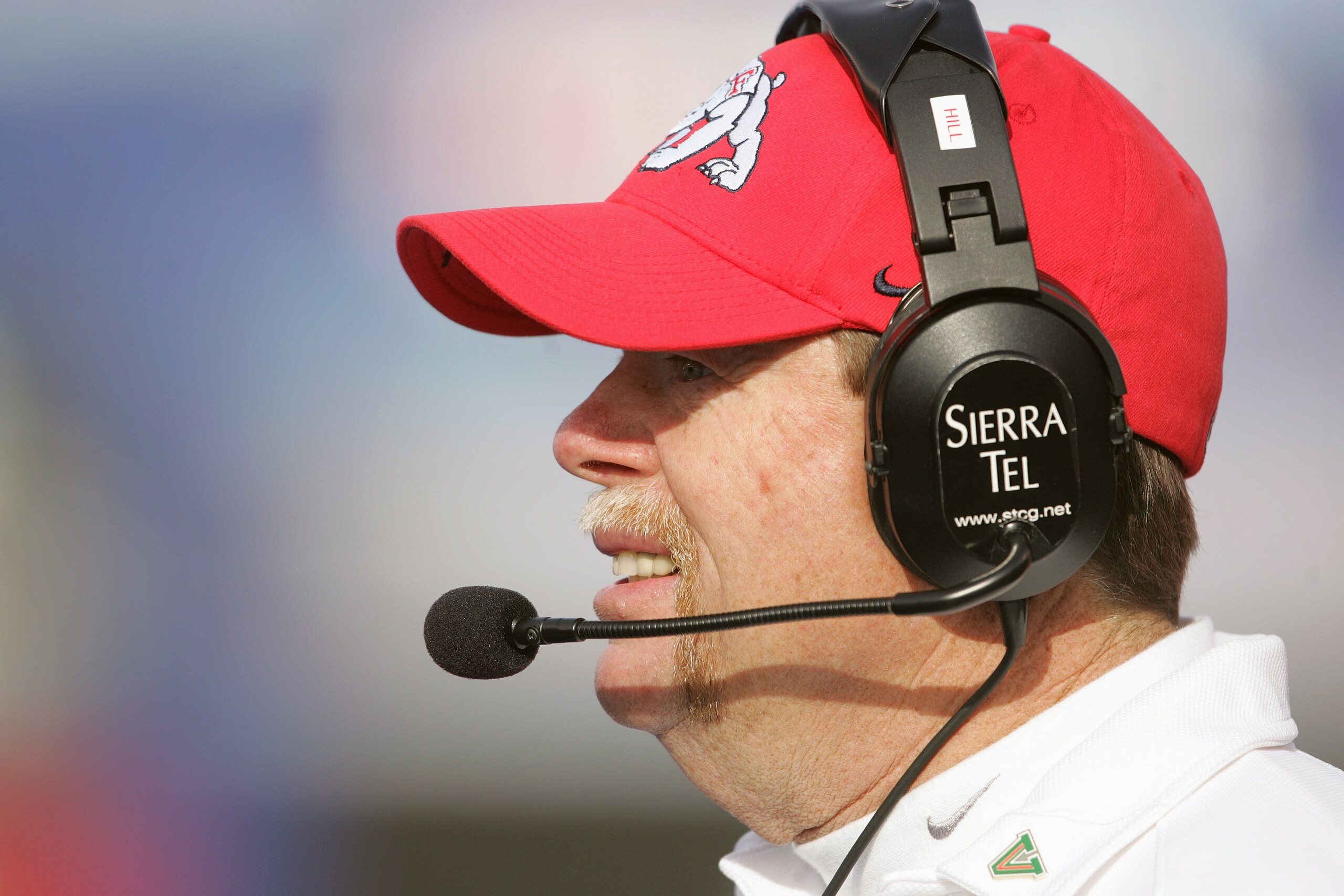 BOISE, ID - DECEMBER 27:  Fresno State head coach Pat Hill of the Fresno State Bulldogs watches the Virginia Cavaliers during the MPC Computers Bowl at Bronco Stadium on December 27, 2004 in Boise, Idaho. Fresno State defeated Virginia in overtime 37-34.