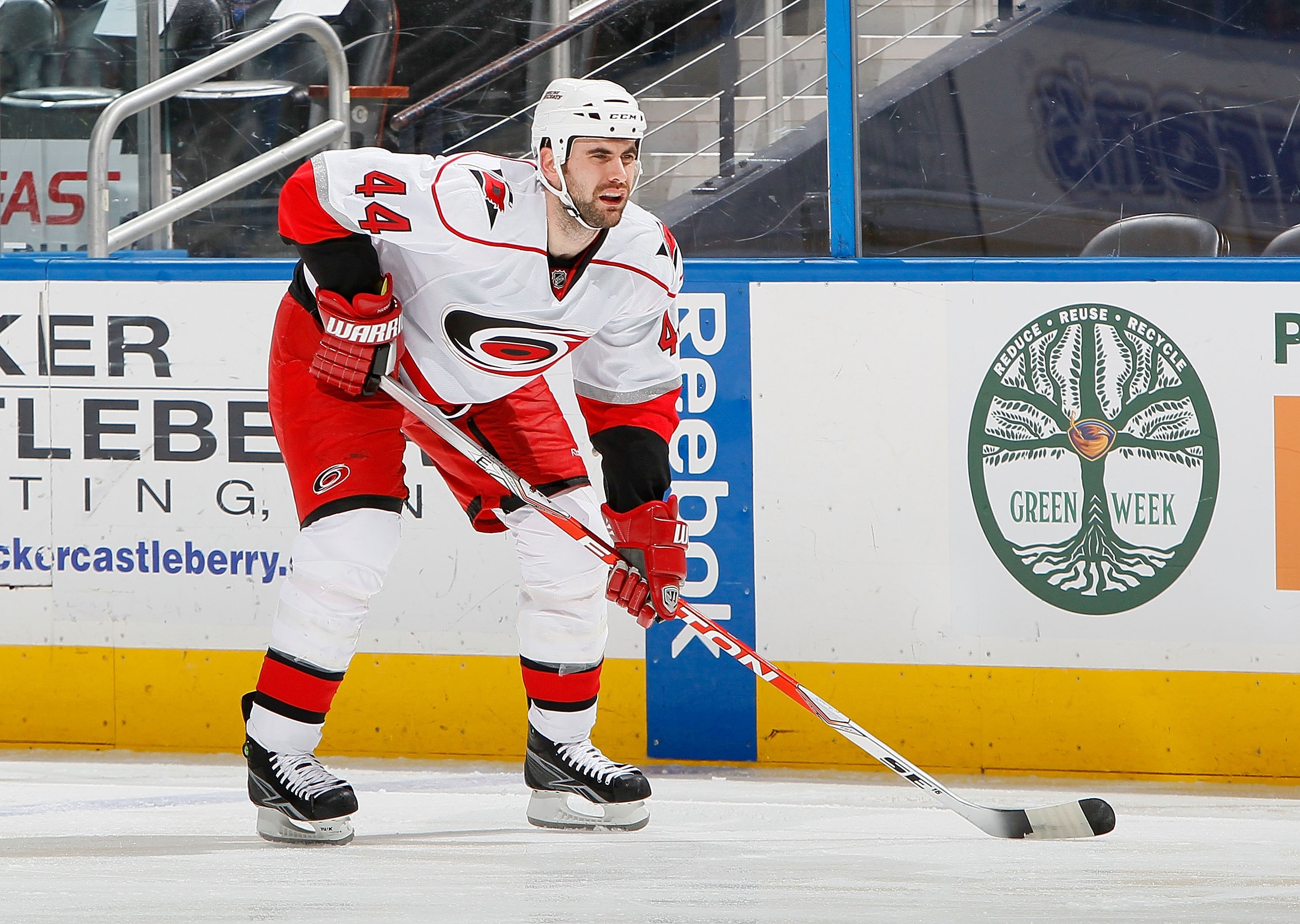 ATLANTA - MARCH 29:  Jay Harrison #44 of the Carolina Hurricanes against the Atlanta Thrashers at Philips Arena on March 29, 2010 in Atlanta, Georgia.  (Photo by Kevin C. Cox/Getty Images)