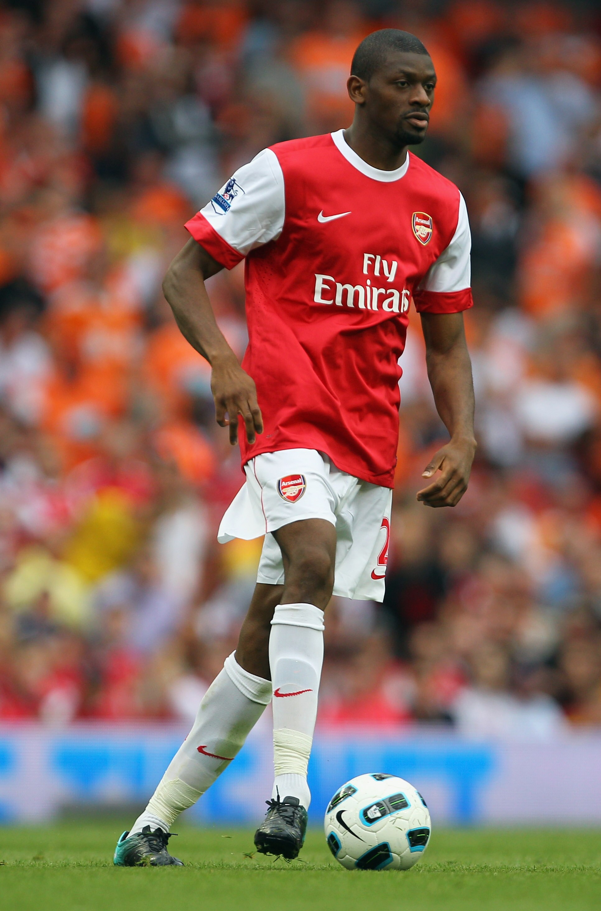 LONDON, ENGLAND - AUGUST 21:  Vassiriki Diaby of Arsenal in action during the Barclays Premier League match between Arsenal and Blackpool at The Emirates Stadium on August 21, 2010 in London, England.  (Photo by Clive Rose/Getty Images)