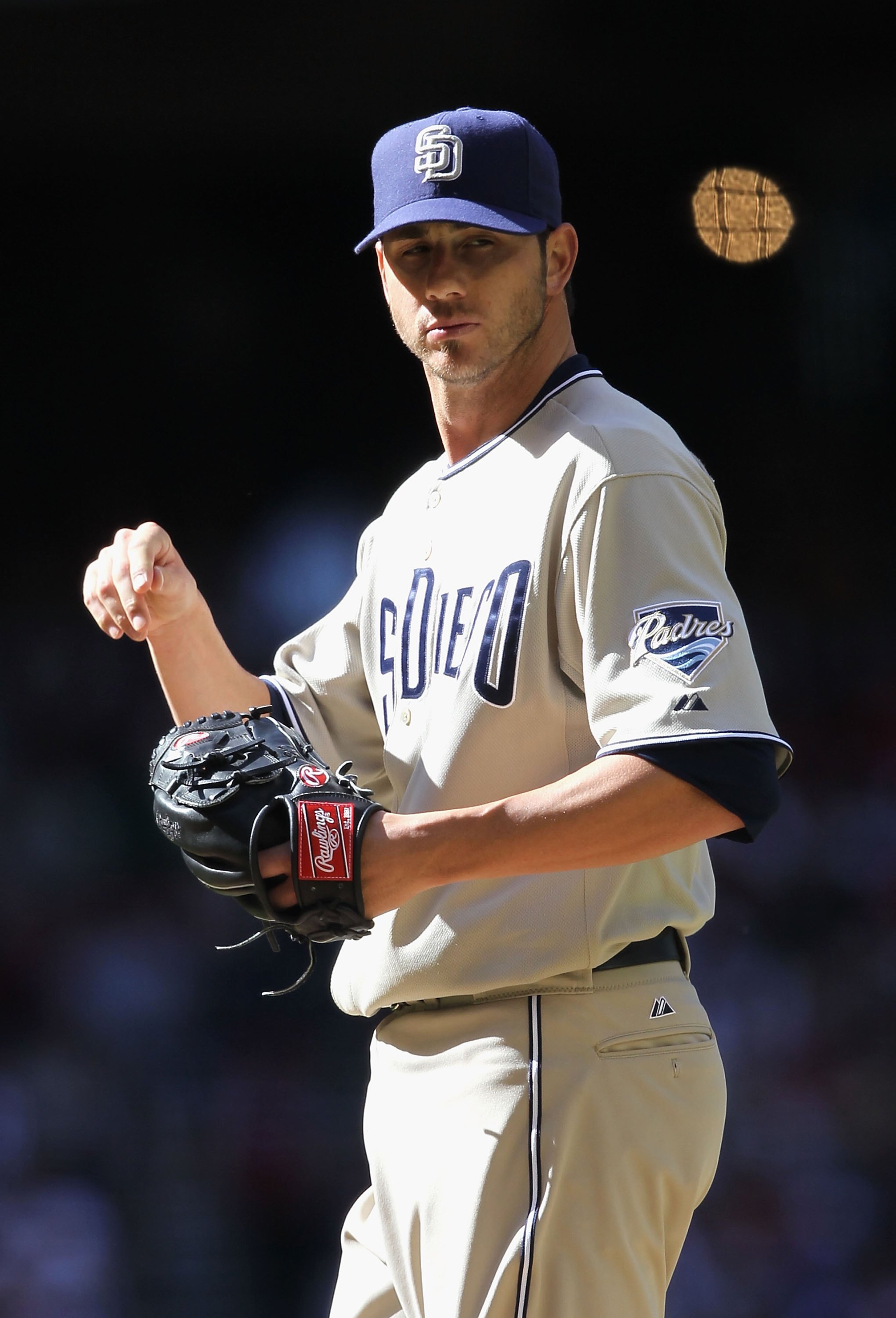 PHOENIX - APRIL 05:  Starting pitcher Jon Garland #27 of the San Diego Padres during the Opening Day major league baseball game against the Arizona Diamondbacks at Chase Field on April 5, 2010 in Phoenix, Arizona.   The Diamondbacks defeated the Padres 6-