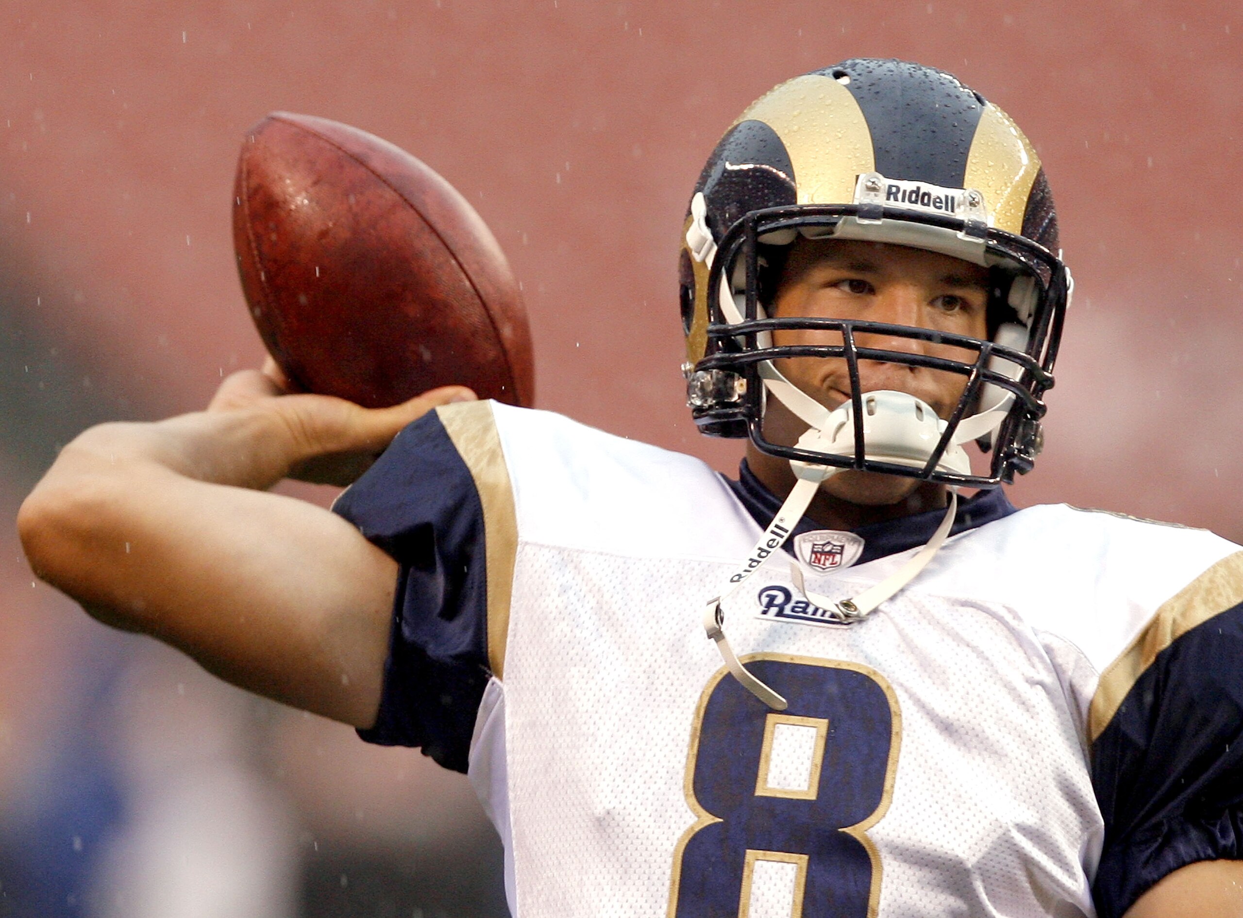 CLEVELAND - AUGUST 21: Sam Bradford #8 of the St. Louis Rams warms up before a preseason game against the Cleveland Browns at Cleveland Browns Stadium on August 21, 2010 in Cleveland, Ohio. (Photo by Matt Sullivan/Getty Images) CLEVELAND - AUGUST 21: Sam Bradford #8 of the St. Louis Rams warms up before a preseason game against the Cleveland Browns at Cleveland Browns Stadium on August 21, 2010 in Cleveland, Ohio. (Photo by Matt Sullivan/Getty Images)