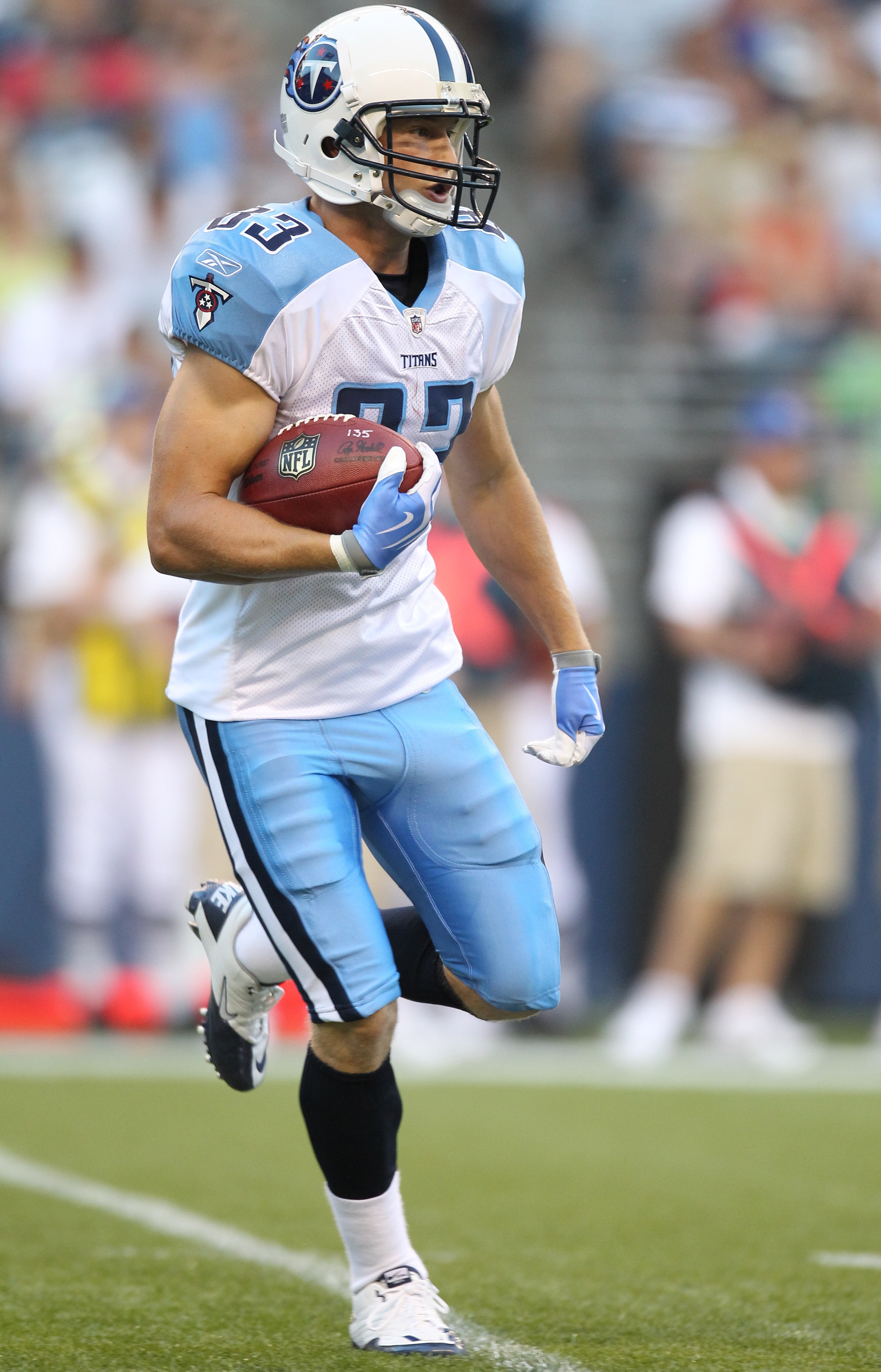 SEATTLE - AUGUST 14:  Wide receiver Marc Mariani #83 of the Tennessee Titans rushes during the preseason game against the Seattle Seahawks at Qwest Field on August 14, 2010 in Seattle, Washington. (Photo by Otto Greule Jr/Getty Images)