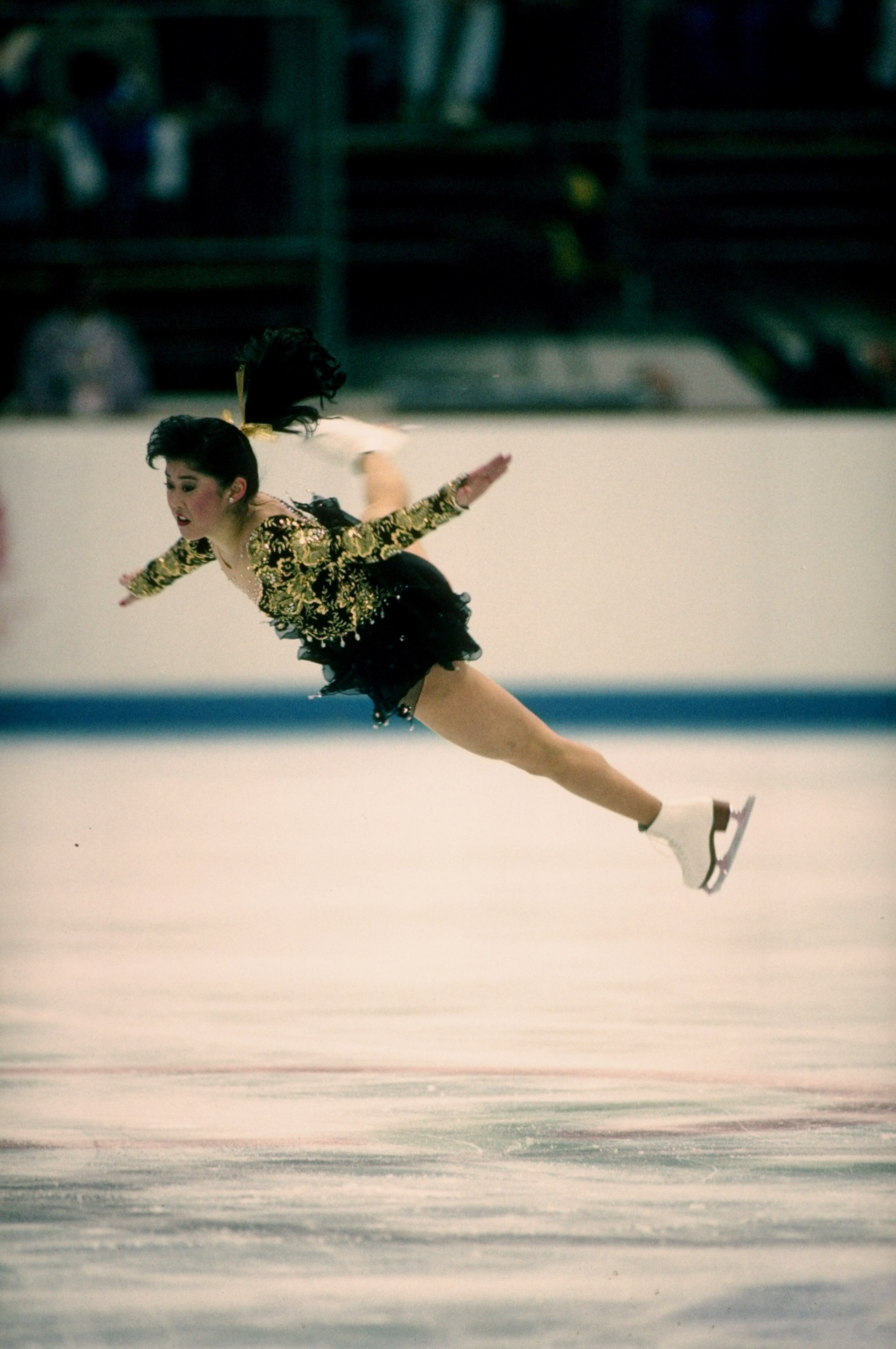 21 Feb 1992: Kristi Yamaguchi of the United States performs during the Olympic Games in Albertville, France.