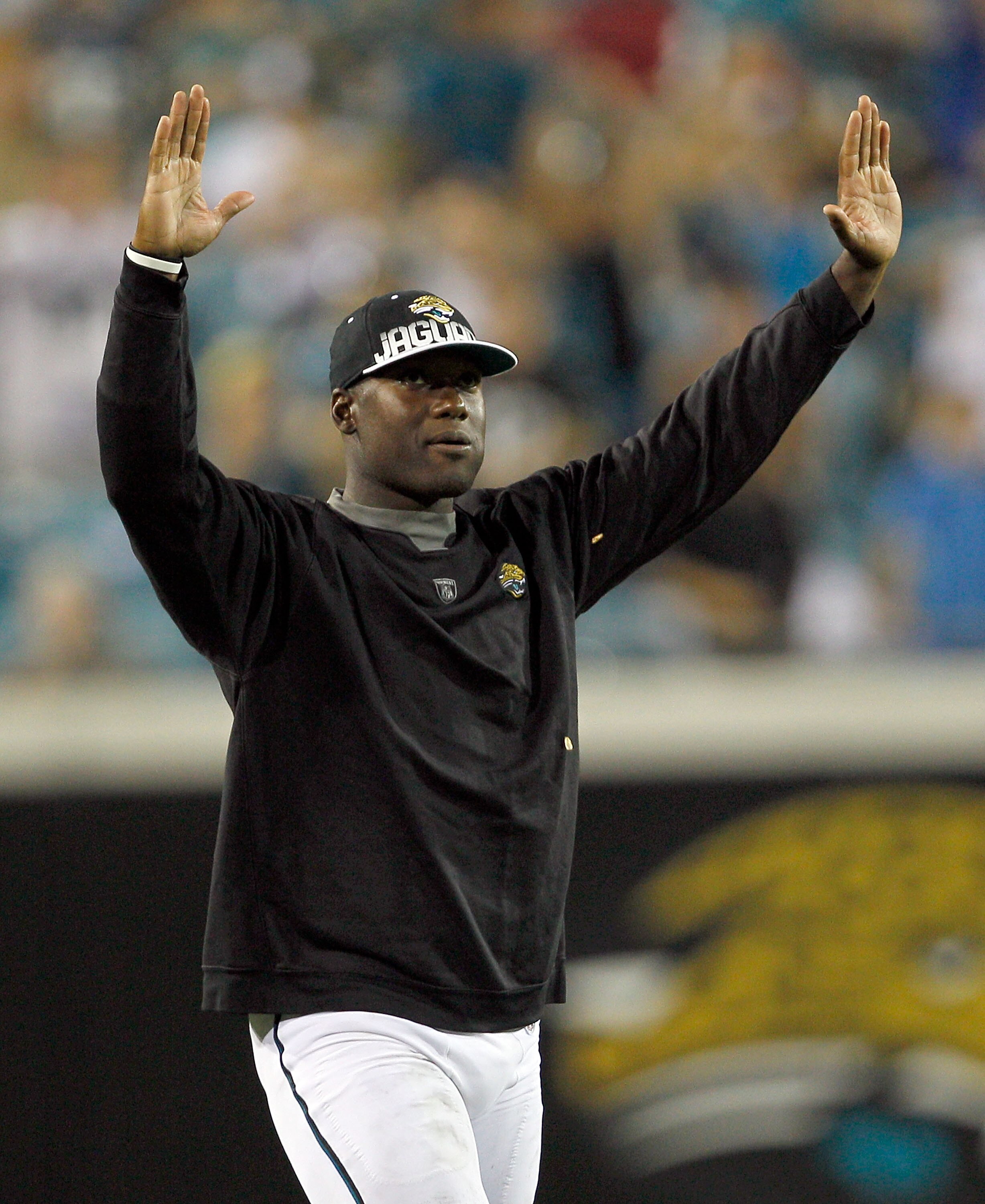 JACKSONVILLE, FL - AUGUST 21:  Quarterback David Garrard #9 of the Jacksonville Jaguars celebrates following a touchdown during the preseason game against the Miami Dolphins at EverBank Field on August 21, 2010 in Jacksonville, Florida.  (Photo by Sam Gre
