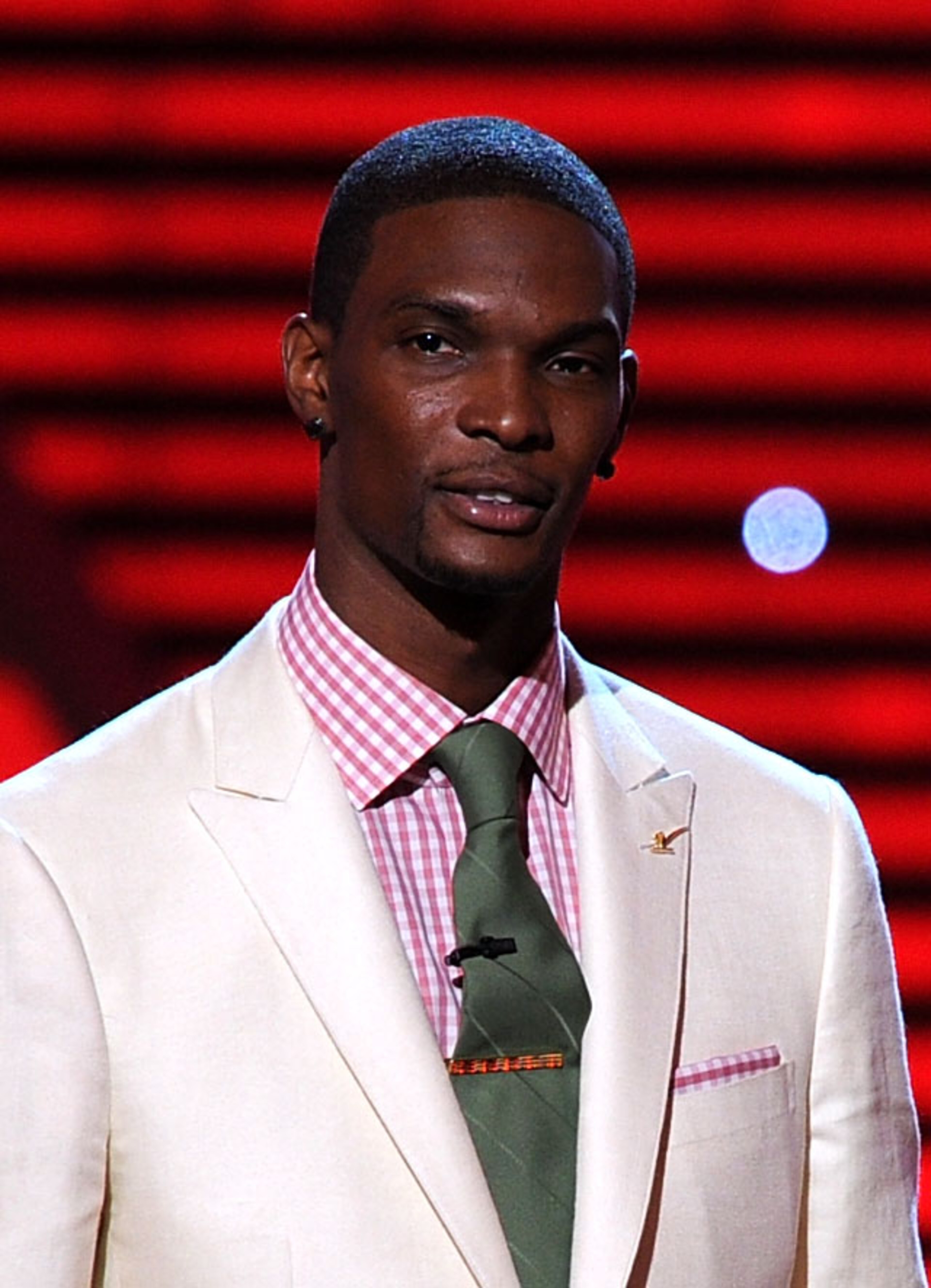 LOS ANGELES, CA - JULY 14: NBA player Chris Bosh of the Miami Heat and model Marisa Miller speak onstage during the 2010 ESPY Awards at Nokia Theatre L.A. Live on July 14, 2010 in Los Angeles, California. (Photo by Kevin Winter/Getty Images) LOS ANGELES, CA - JULY 14: NBA player Chris Bosh of the Miami Heat and model Marisa Miller speak onstage during the 2010 ESPY Awards at Nokia Theatre L.A. Live on July 14, 2010 in Los Angeles, California. (Photo by Kevin Winter/Getty Images)