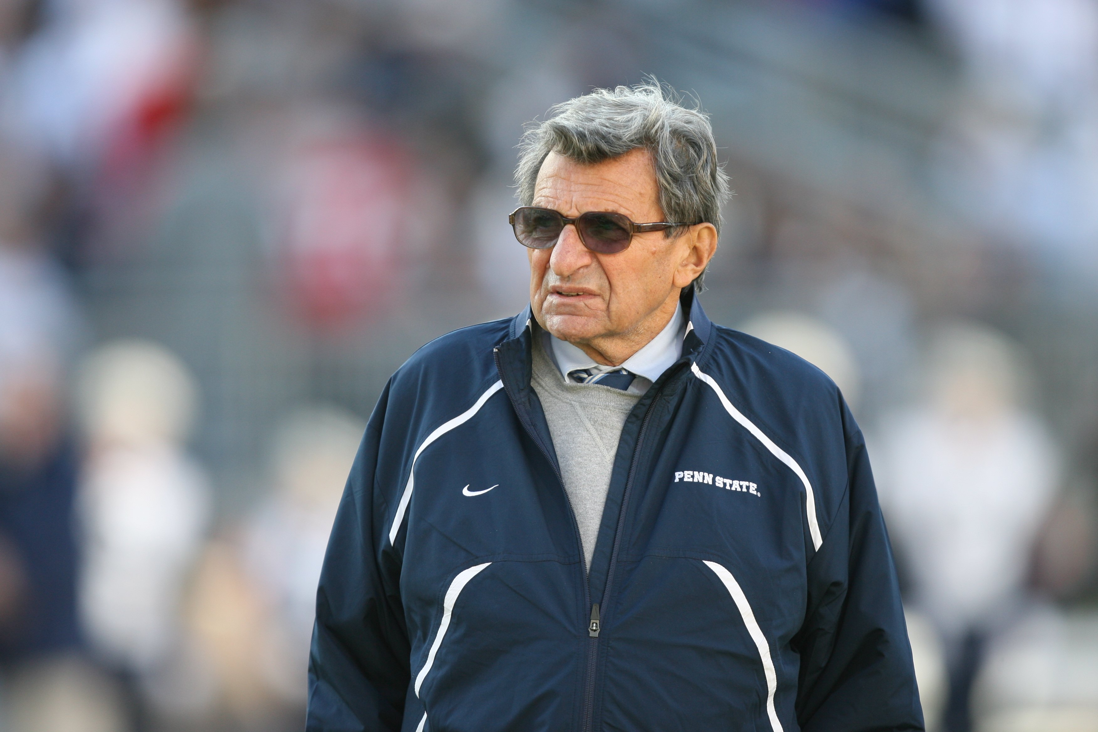 STATE COLLEGE, PA - NOVEMBER 7: Head coach Joe Paterno of the Penn State Nittany Lions watches warm-ups before a game against the Ohio State Buckeyes on November 7, 2009 at Beaver Stadium in State College, Pennsylvania. Ohio State won 24-7. (Photo by Hunt