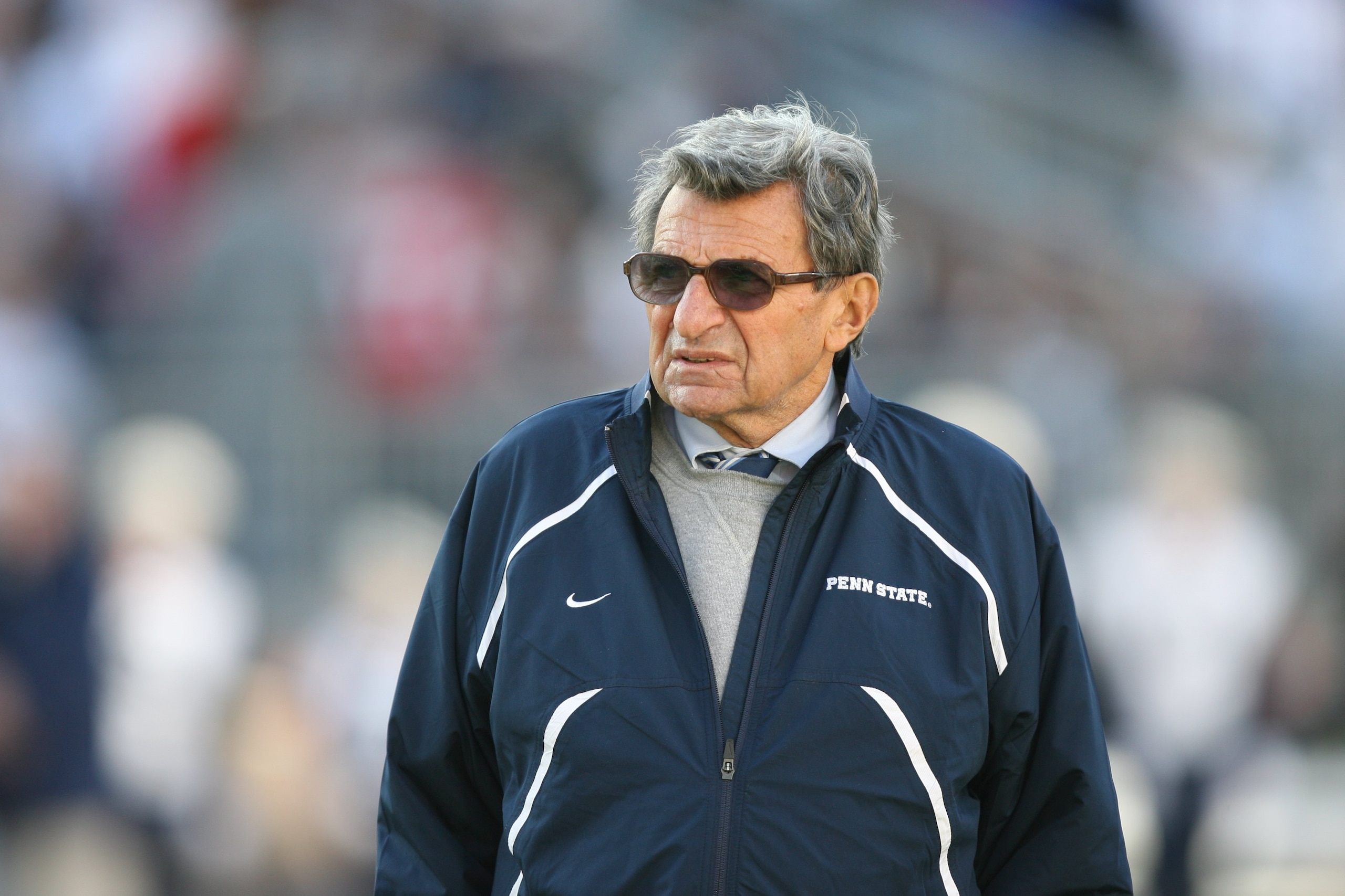 STATE COLLEGE, PA - NOVEMBER 7: Head coach Joe Paterno of the Penn State Nittany Lions watches warm-ups before a game against the Ohio State Buckeyes on November 7, 2009 at Beaver Stadium in State College, Pennsylvania. Ohio State won 24-7. (Photo by Hunt
