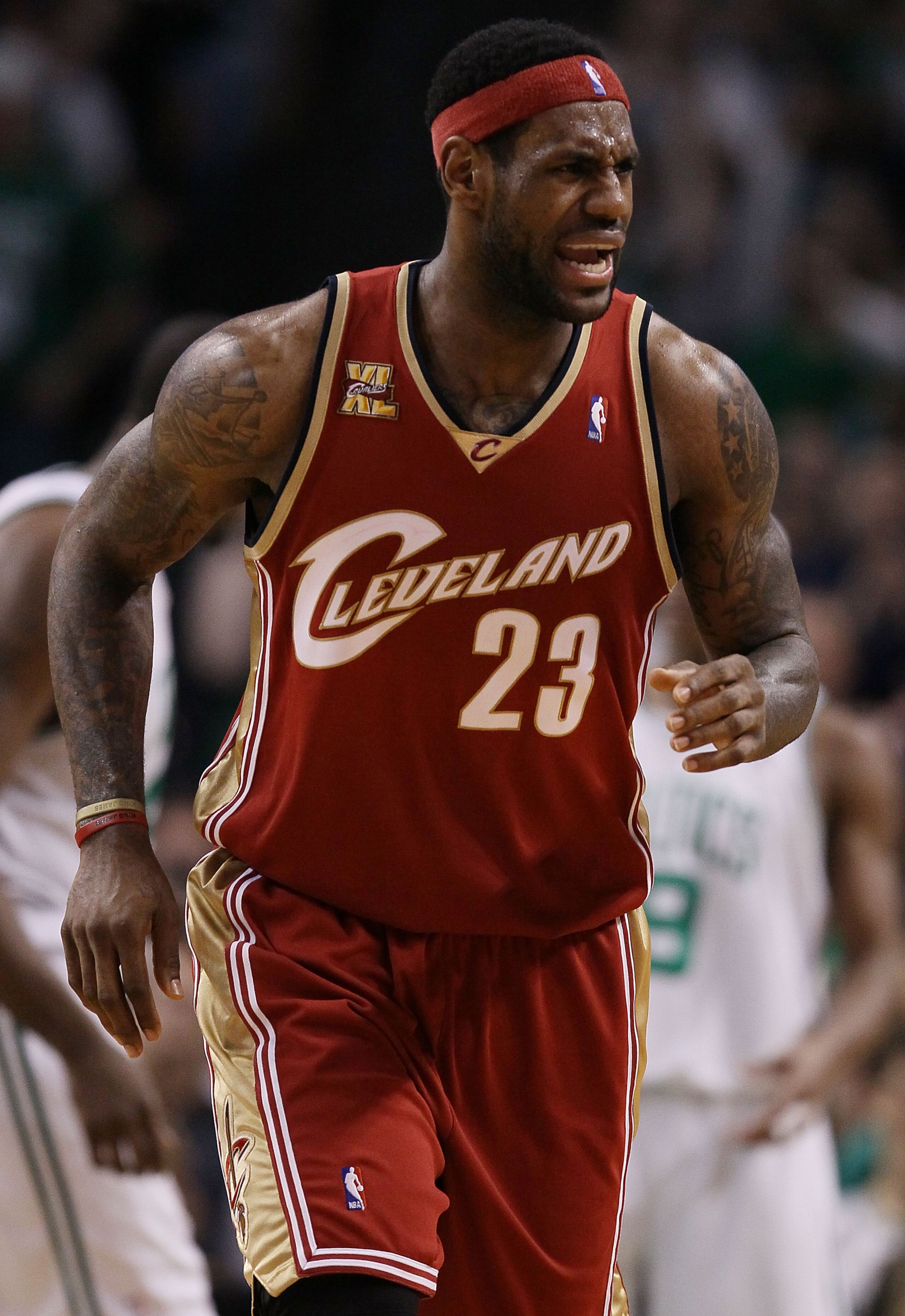 BOSTON - MAY 13: LeBron James #2 of the Cleveland Cavaliers reacts to a call in the first half against of the Boston Celtics during Game Six of the Eastern Conference Semifinals of the 2010 NBA playoffs at TD Garden on May 13, 2010 in Boston, Massachuset BOSTON - MAY 13: LeBron James #2 of the Cleveland Cavaliers reacts to a call in the first half against of the Boston Celtics during Game Six of the Eastern Conference Semifinals of the 2010 NBA playoffs at TD Garden on May 13, 2010 in Boston, Massachuset