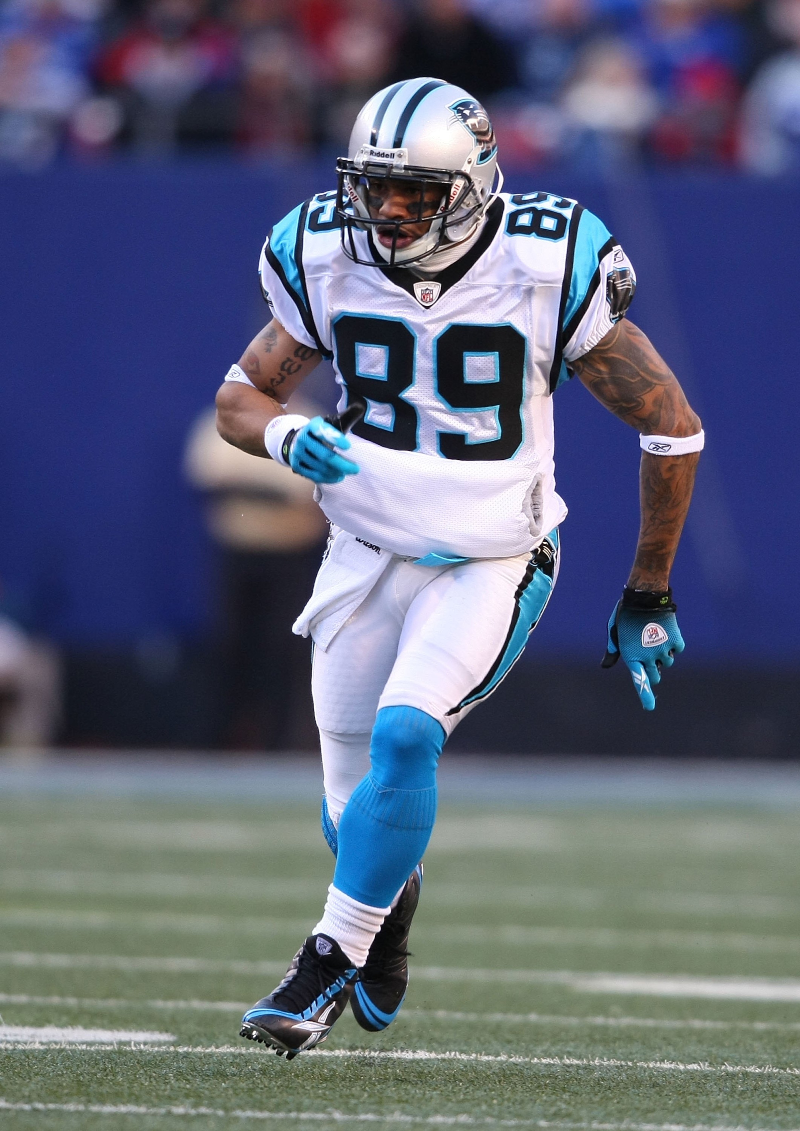 EAST RUTHERFORD, NJ - DECEMBER 27: Steve Smith #89 of the Carolina Panthers against the New York Giants at Giants Stadium on December 27, 2009 in East Rutherford, New Jersey. (Photo by Nick Laham/Getty Images) EAST RUTHERFORD, NJ - DECEMBER 27: Steve Smith #89 of the Carolina Panthers against the New York Giants at Giants Stadium on December 27, 2009 in East Rutherford, New Jersey. (Photo by Nick Laham/Getty Images)