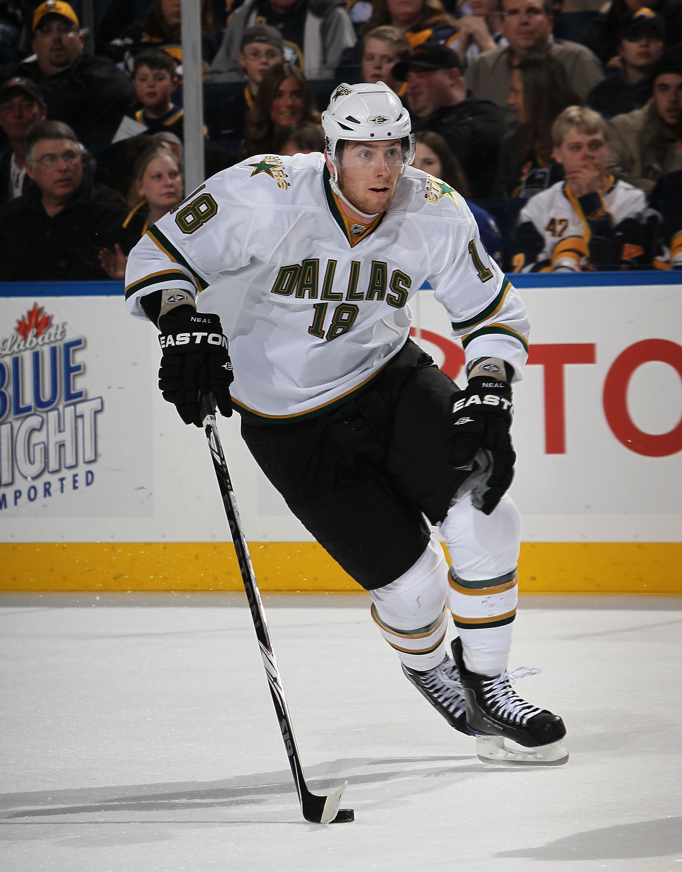 BUFFALO, NY - MARCH 10: James Neal #18 of the Dallas Stars skates against  the Buffalo Sabres at the HSBC Arena on March 10, 2010 in Buffalo, New York.  (Photo by Bruce Bennett/Getty Images)