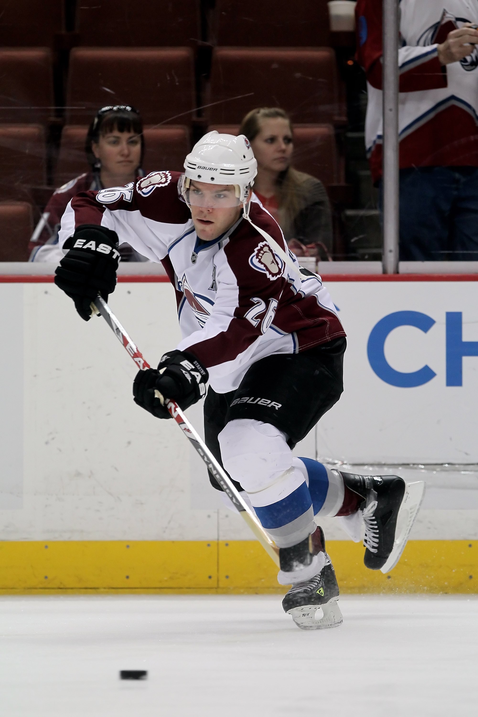 ANAHEIM, CA - MARCH 03:  Paul Stastny #26 of the Colorado Avalanche skates prior to the start of the game against the Anaheim Ducks at the Honda Center on March 3, 2010 in Anaheim, California.  (Photo by Jeff Gross/Getty Images)