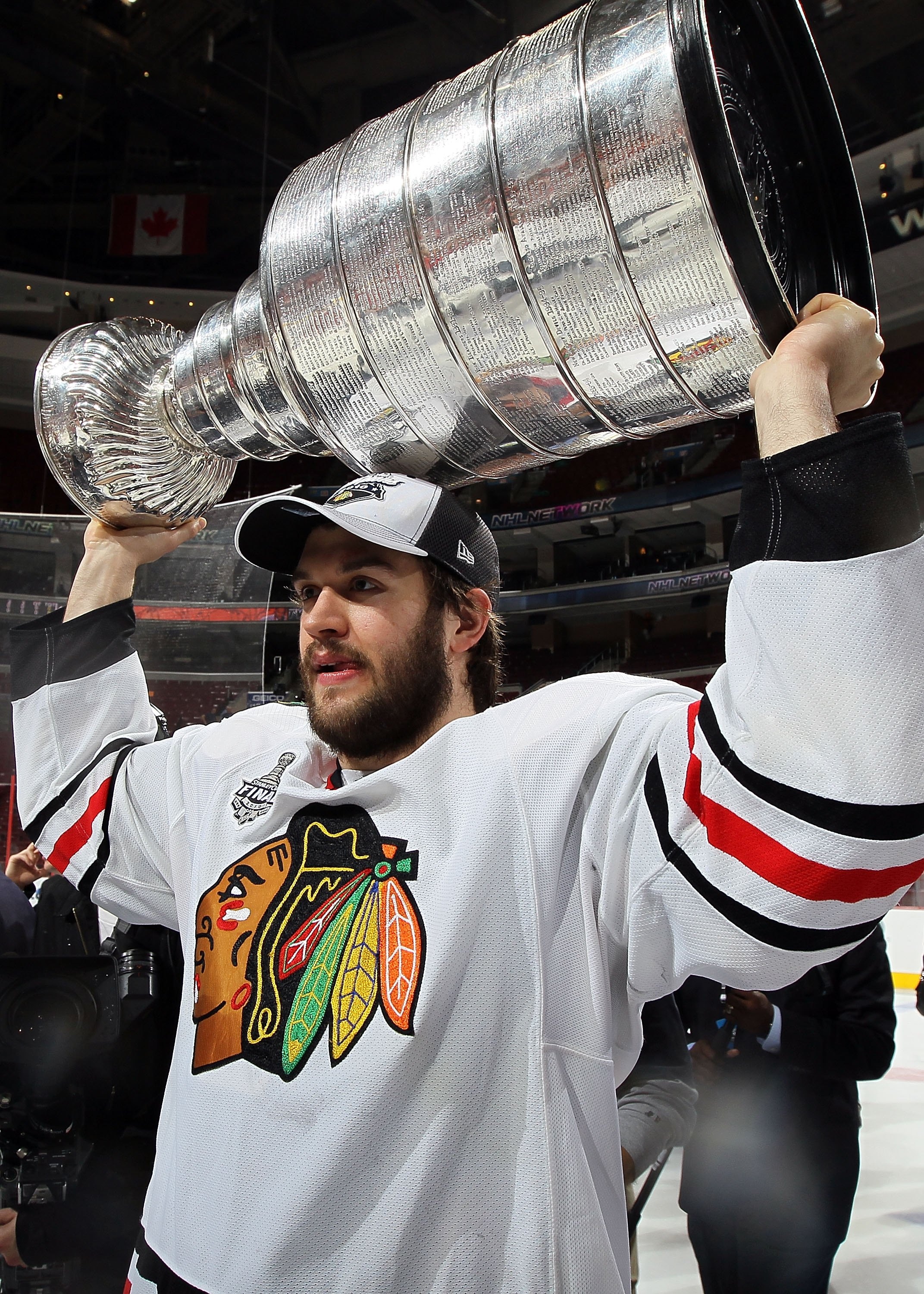 PHILADELPHIA - JUNE 09:  Brent Seabrook #7 of the Chicago Blackhawks hoists the Stanley Cup after teammate Patrick Kane scored the game-winning goal in overtime to defeat the Philadelphia Flyers 4-3 and win the Stanley Cup in Game Six of the 2010 NHL Stan