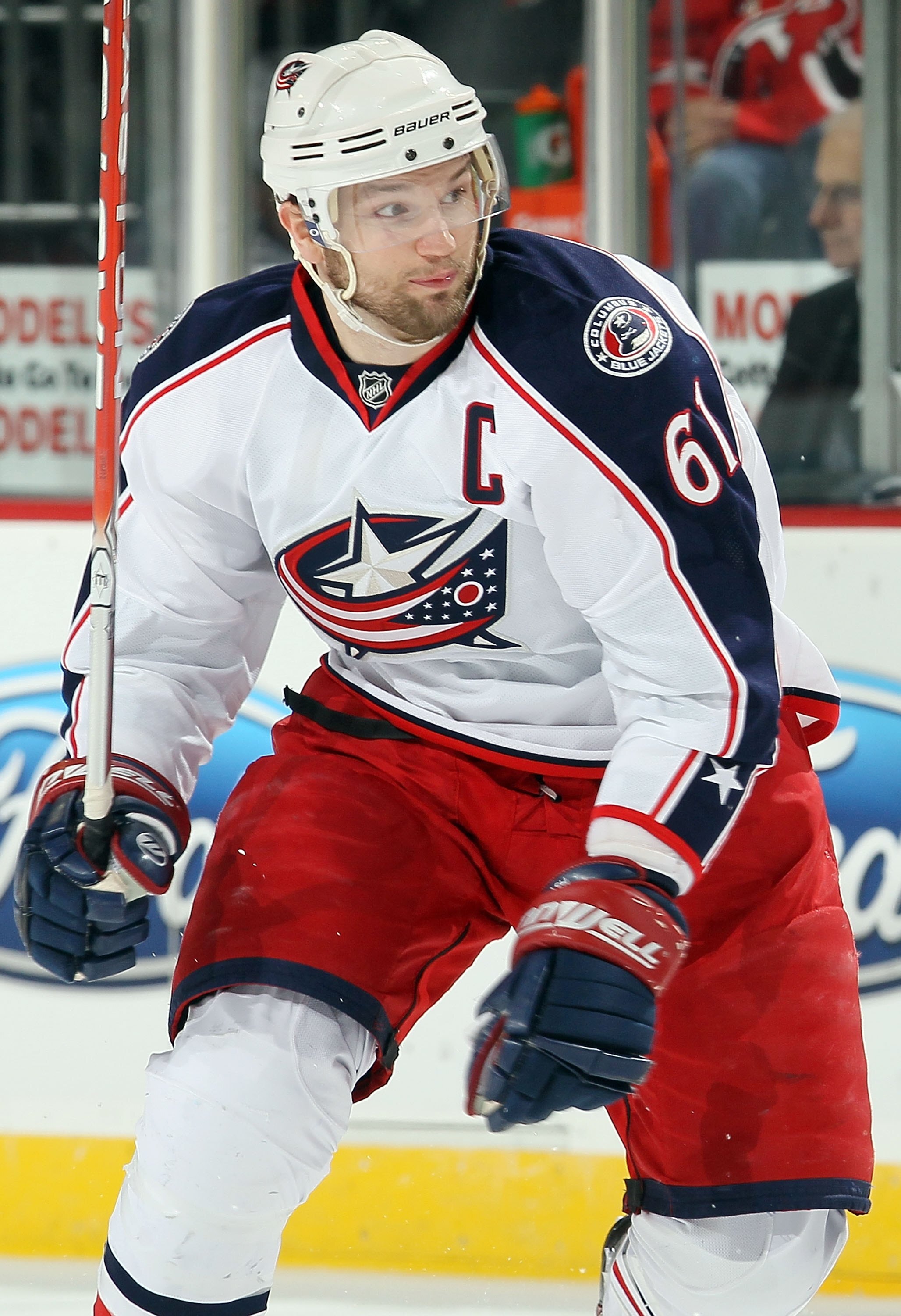 NEWARK, NJ - MARCH 23:  Rick Nash #61 of the Columbus Blue Jackets skates against the New Jersey Devils at the Prudential Center on March 23, 2010 in Newark, New Jersey. The Devils defeated the Blue Jackets 6-3.  (Photo by Jim McIsaac/Getty Images)