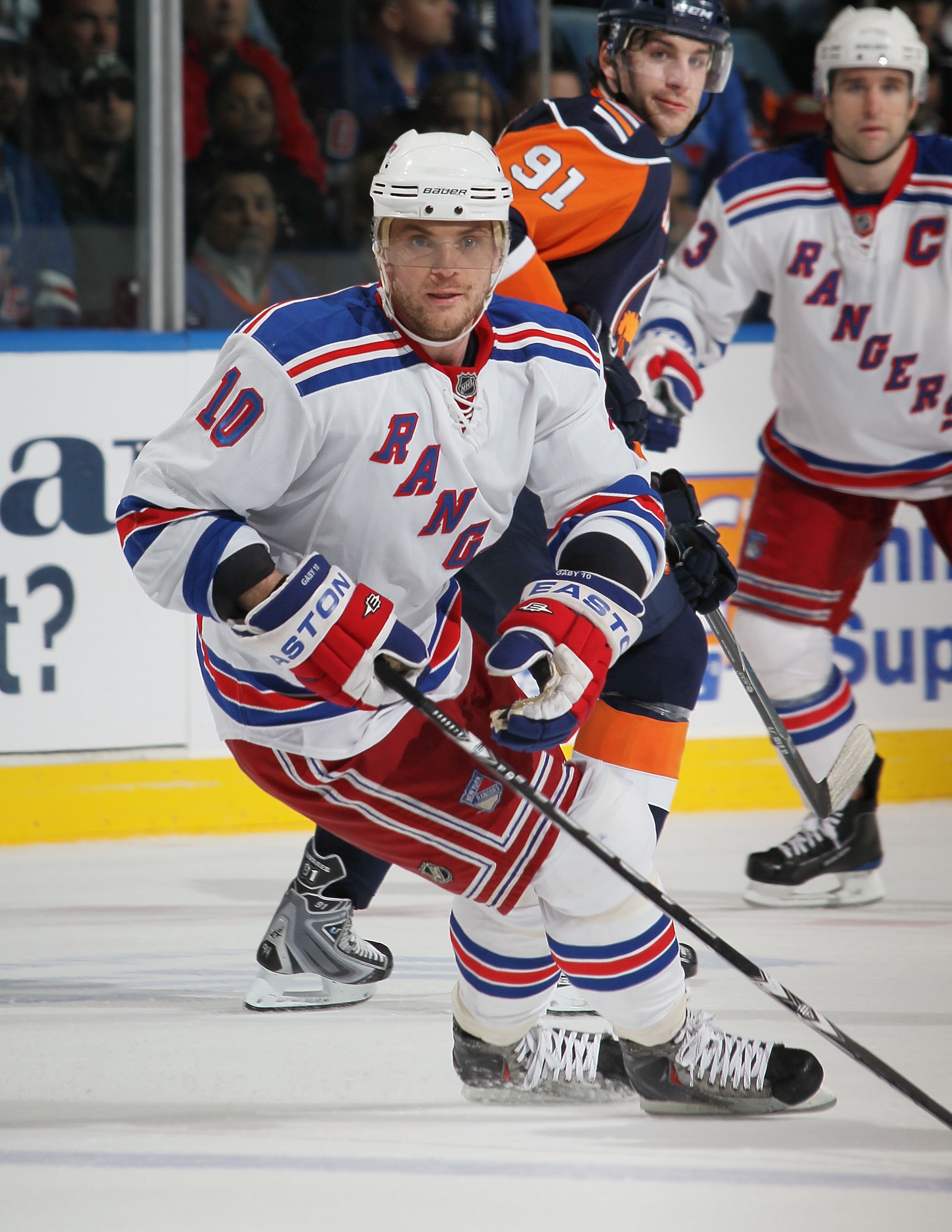 UNIONDALE, NY - MARCH 30:  Marian Gaborik #10 of the New York Rangers skates against the New York Islanders at the Nassau Coliseum on March 30, 2010 in Uniondale, New York.  (Photo by Bruce Bennett/Getty Images)