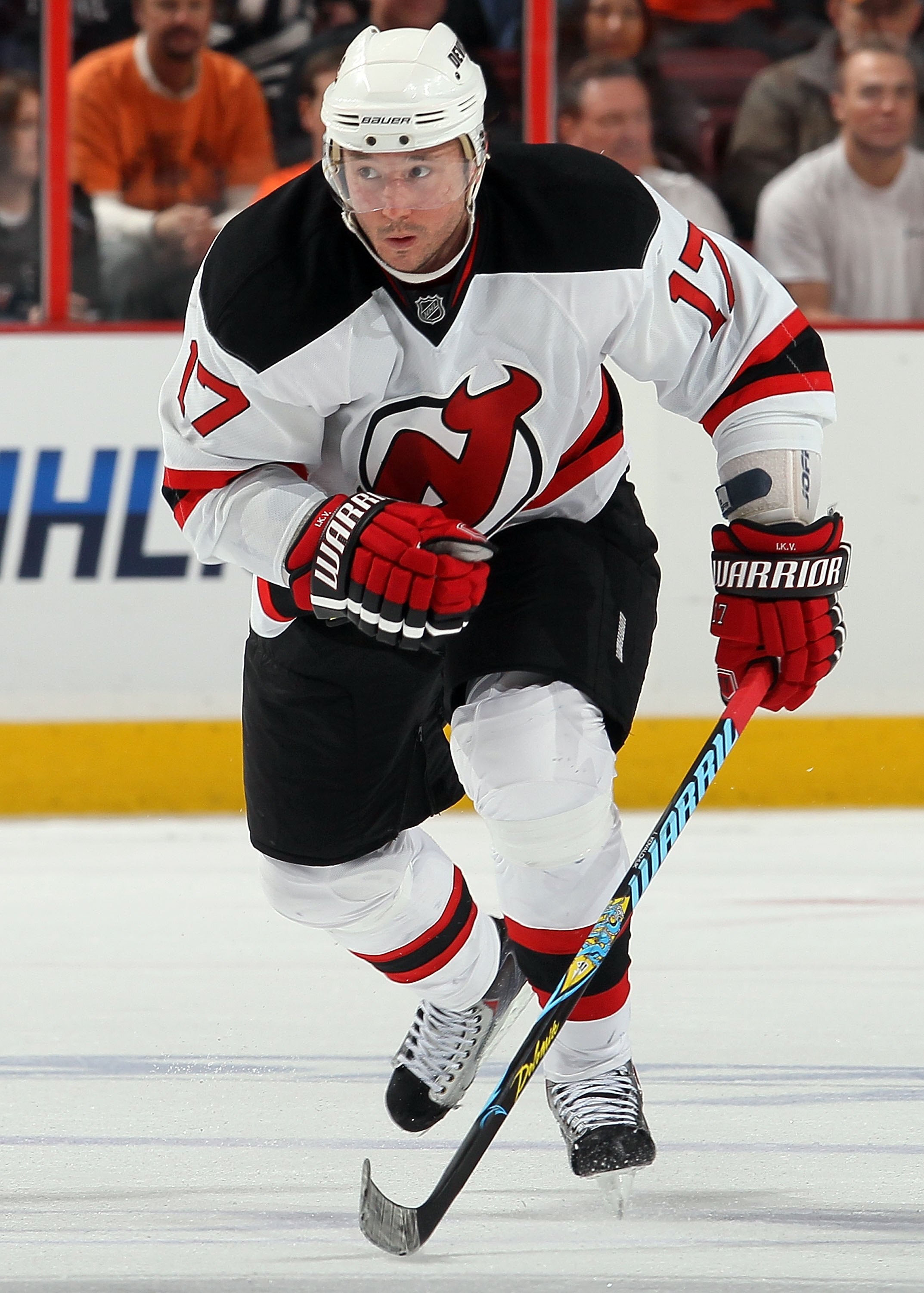PHILADELPHIA - APRIL 20:  Ilya Kovalchuk #17 of the New Jersey Devils skates against the Philadelphia Flyers in Game Four of the Eastern Conference Quarterfinals during the 2010 NHL Stanley Cup Playoffs at the Wachovia Center on April 20, 2010 in Philadel
