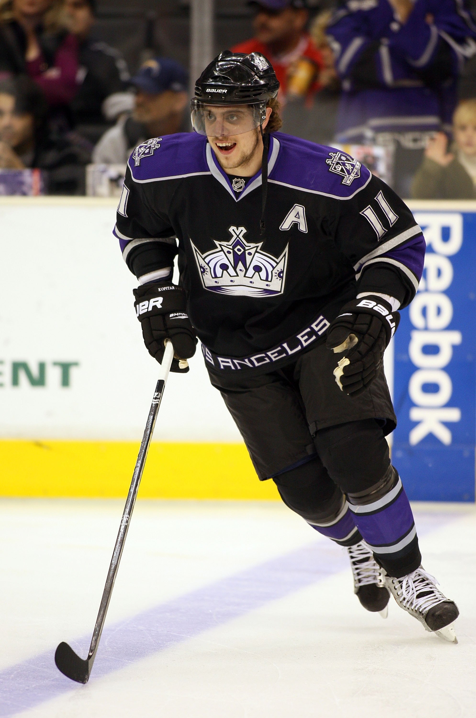 LOS ANGELES, CA - FEBRUARY 11:  Anze Kopitar #11 of the Los Angeles Kings skates during warm-up prior to their NHL game against the Edmonton Oilers at the Staples Center on February 11, 2010 in Los Angeles, California. The Oilers defeated the Kings 3-2 in