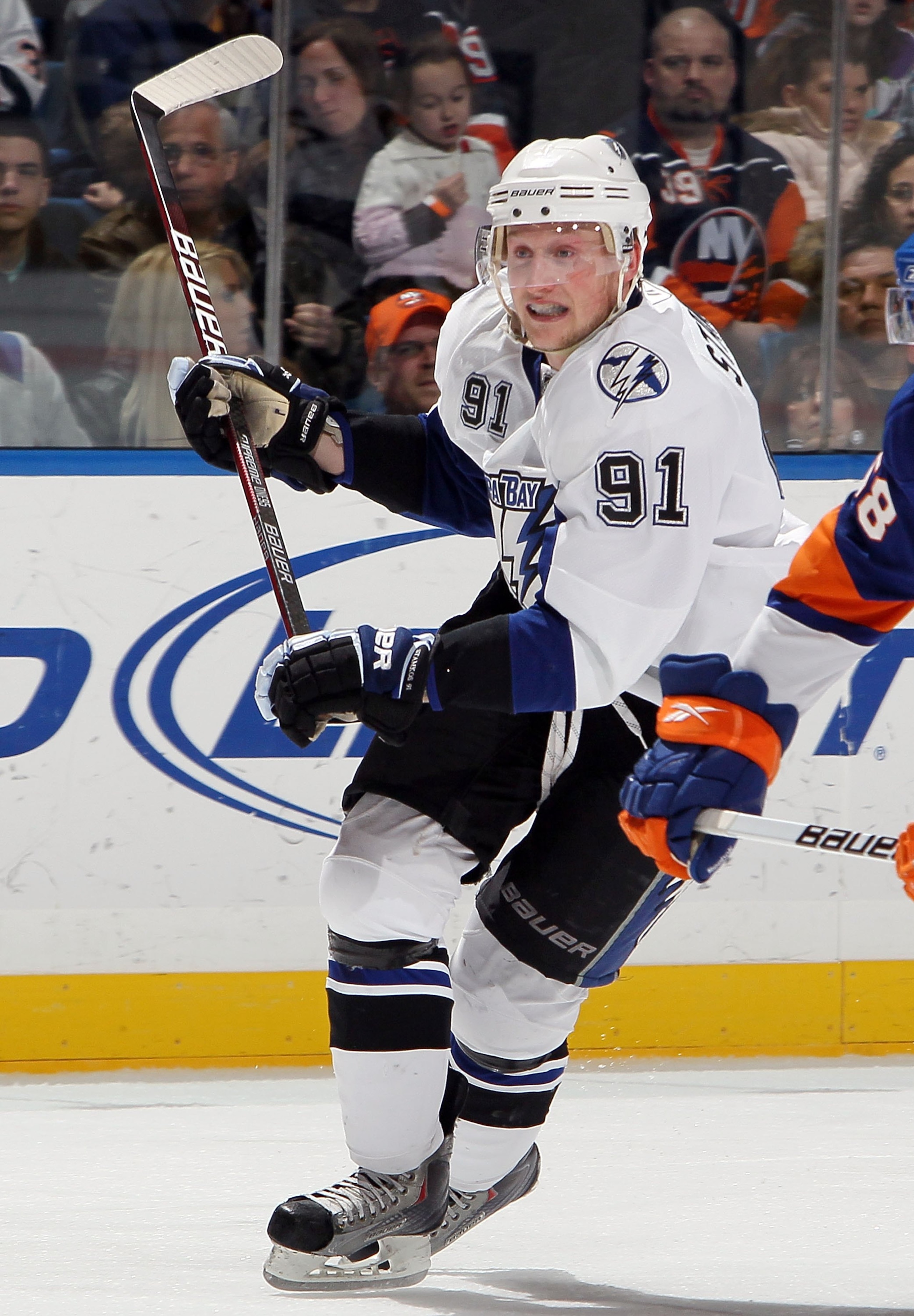 UNIONDALE, NY - FEBRUARY 13: Steven Stamkos #91 of the Tampa Bay Lightning skates against the New York Islanders on February 13, 2010 at Nassau Coliseum in Uniondale, New York. The Isles defeated the Lightning 5-4. (Photo by Jim McIsaac/Getty Images) UNIONDALE, NY - FEBRUARY 13: Steven Stamkos #91 of the Tampa Bay Lightning skates against the New York Islanders on February 13, 2010 at Nassau Coliseum in Uniondale, New York. The Isles defeated the Lightning 5-4. (Photo by Jim McIsaac/Getty Images)