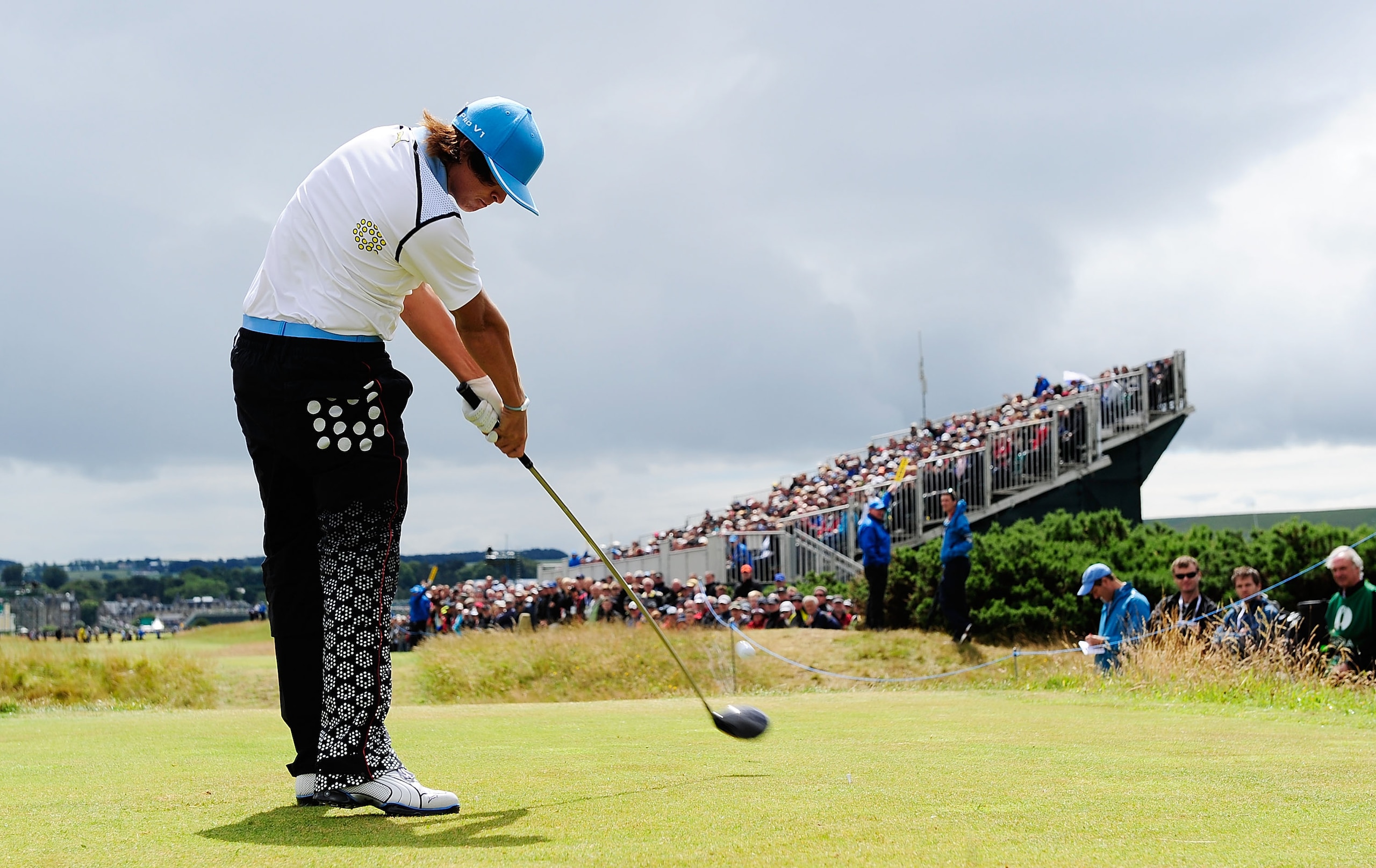 ST ANDREWS, SCOTLAND - JULY 16:  Ricky Fowler of the USA tees off on the 15th hole during the second round of the 139th Open Championship on the Old Course, St Andrews on July 16, 2010 in St Andrews, Scotland.  (Photo by Stuart Franklin/Getty Images)