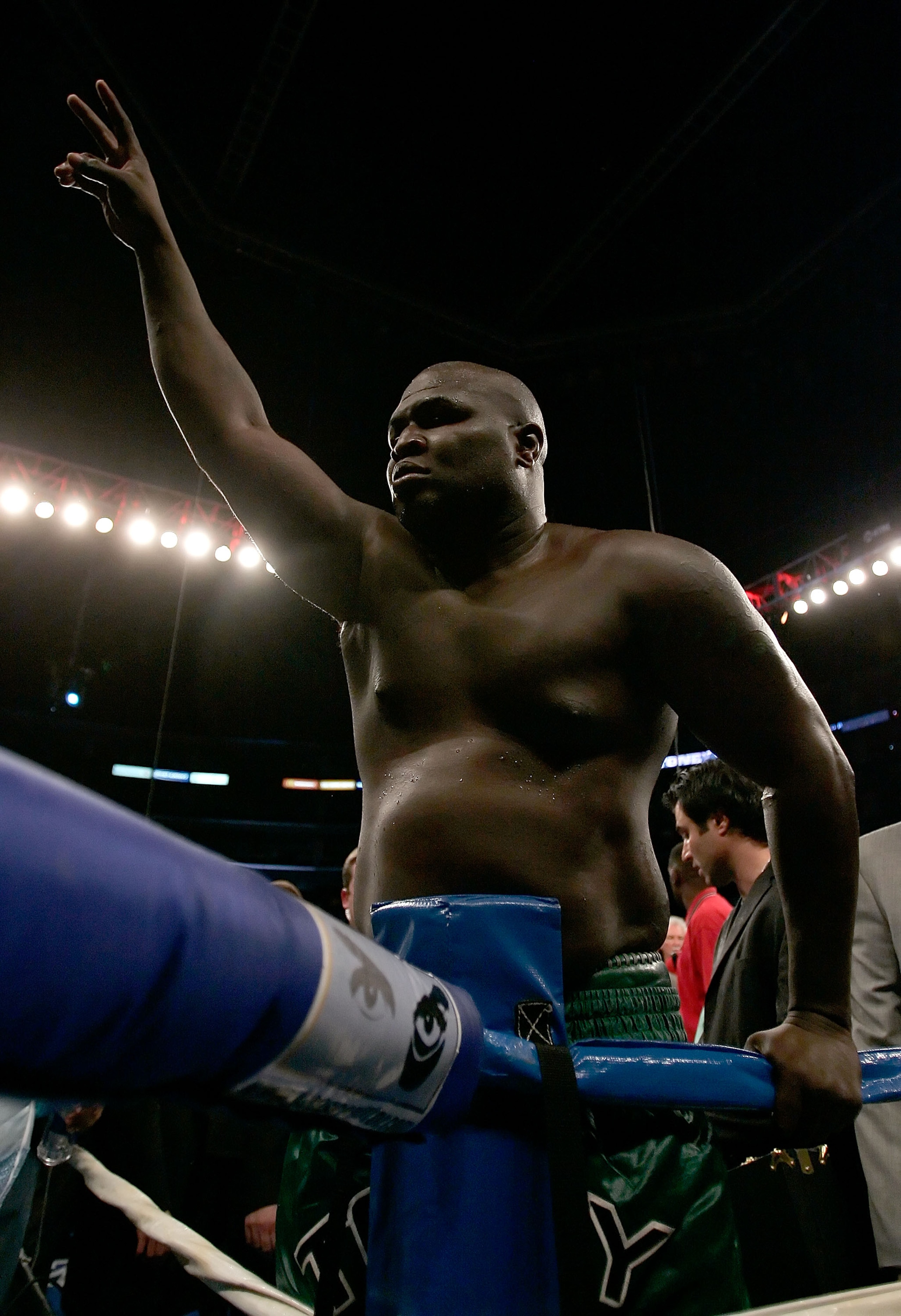 LOS ANGELES, CA - SEPTEMBER 02: James Toney jumps on the ropes after his fight against Samuel Peter during their WBC heavyweight title elimination/NABF & IBA heavyweight championship fight at Staples Center on September 2, 2006 in Los Angeles, California LOS ANGELES, CA - SEPTEMBER 02: James Toney jumps on the ropes after his fight against Samuel Peter during their WBC heavyweight title elimination/NABF & IBA heavyweight championship fight at Staples Center on September 2, 2006 in Los Angeles, California