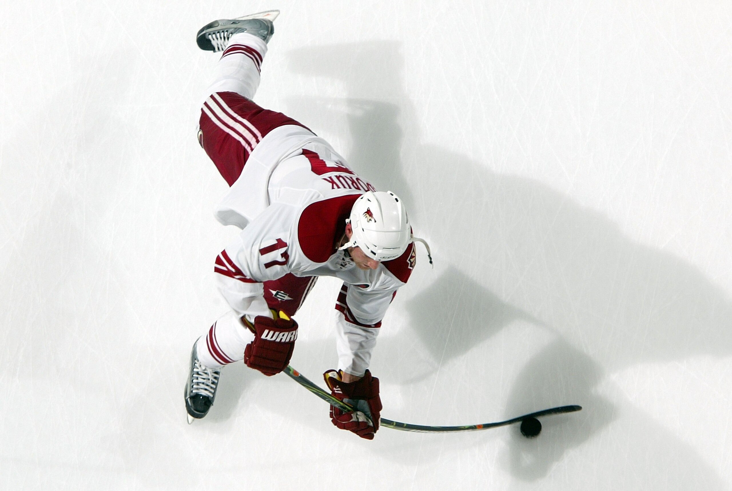 UNIONDALE, NY - MARCH 08:  Todd Fedoruk #17 of the Phoenix Coyotes warms up before playing against the New York Islanders on March 8, 2009 at Nassau Coliseum in Uniondale, New York. The Isles defeated the Coyotes 3-2.  (Photo by Jim McIsaac/Getty Images)