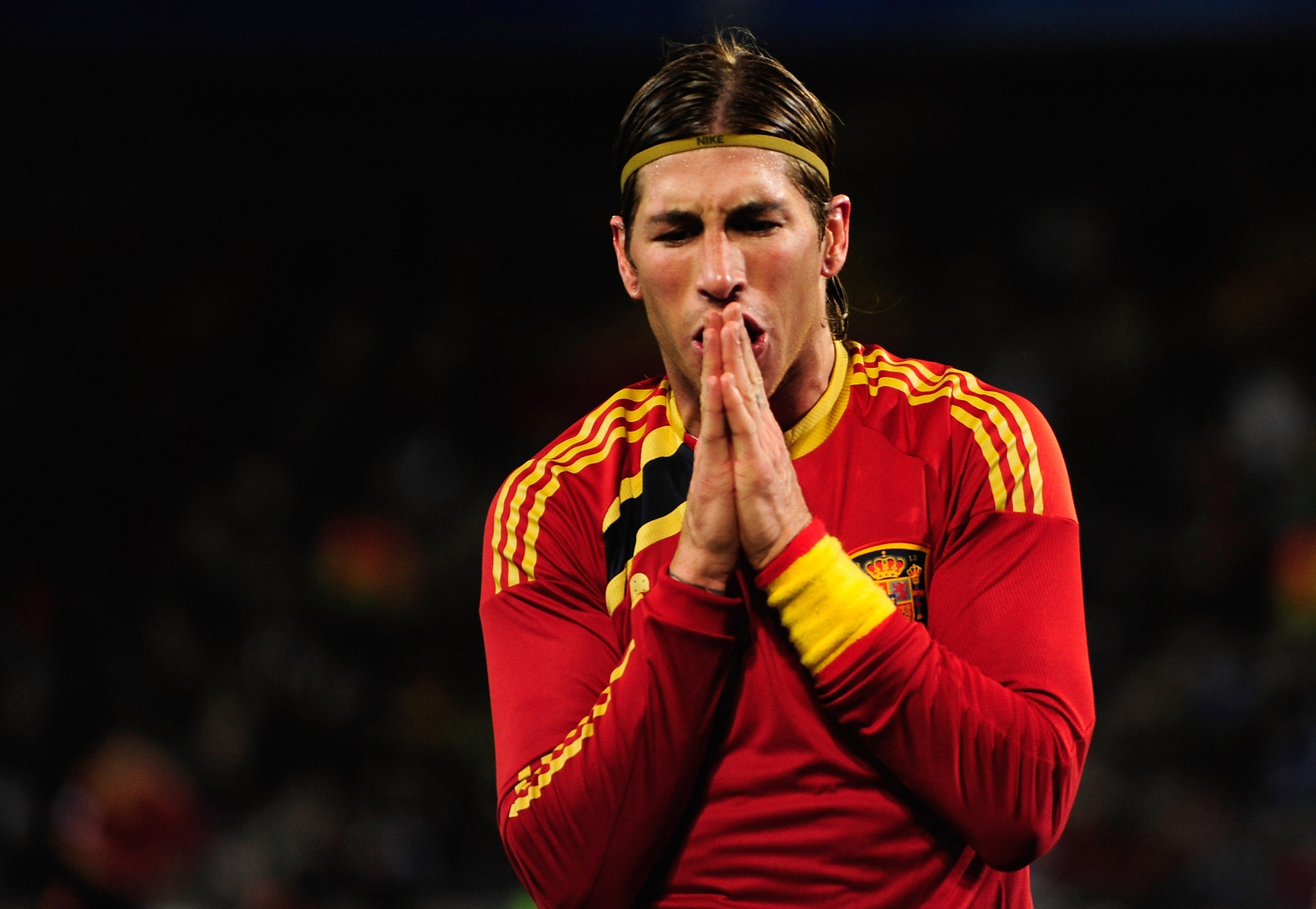 BLOEMFONTEIN, SOUTH AFRICA - JUNE 24:  Sergio Ramos of Spain shows his despair as his team is knocked out of the competition following their 2:0 defeat by USA in the FIFA Confederations Cup Semi Final match at Free State Stadium on June 24, 2009 in Bloemf