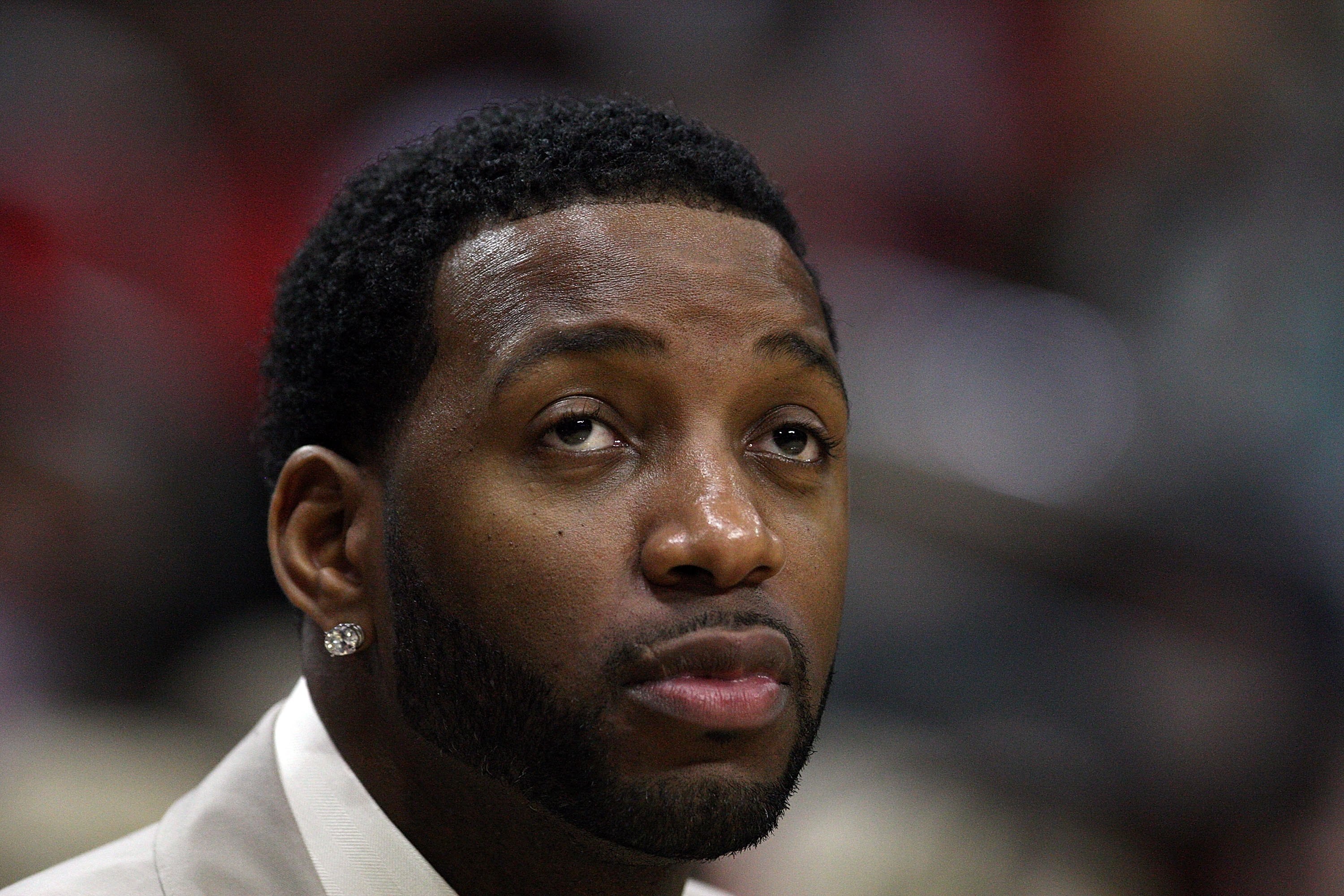 HOUSTON - APRIL 24:  Guard Tracy McGrady #1 of the Houston Rockets during play against the Portland Trail Blazers in Game Three of the Western Conference Quarterfinals during the 2009 NBA Playoffs at Toyota Center on April 24, 2009 in Houston, Texas. NOTE