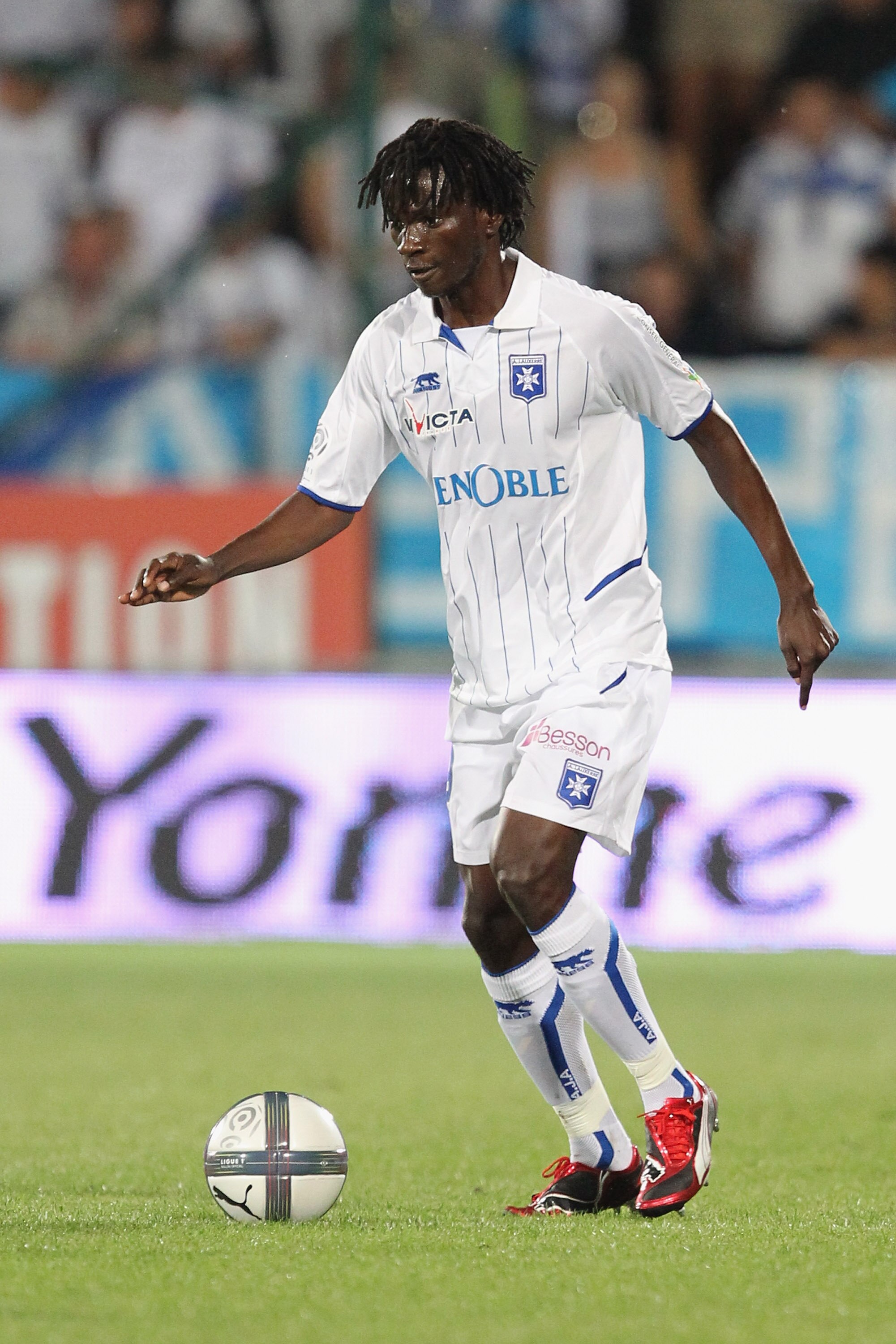 AUXERRE, FRANCE - AUGUST 07:  Delvin Ndinga of Auxerre in action during  the Ligue 1 match between Auxerre and Lorient at Abbe-Deschamp Stadium on August 7, 2010 in Auxerre, France.  (Photo by Julien M. Hekimian/Getty Images)