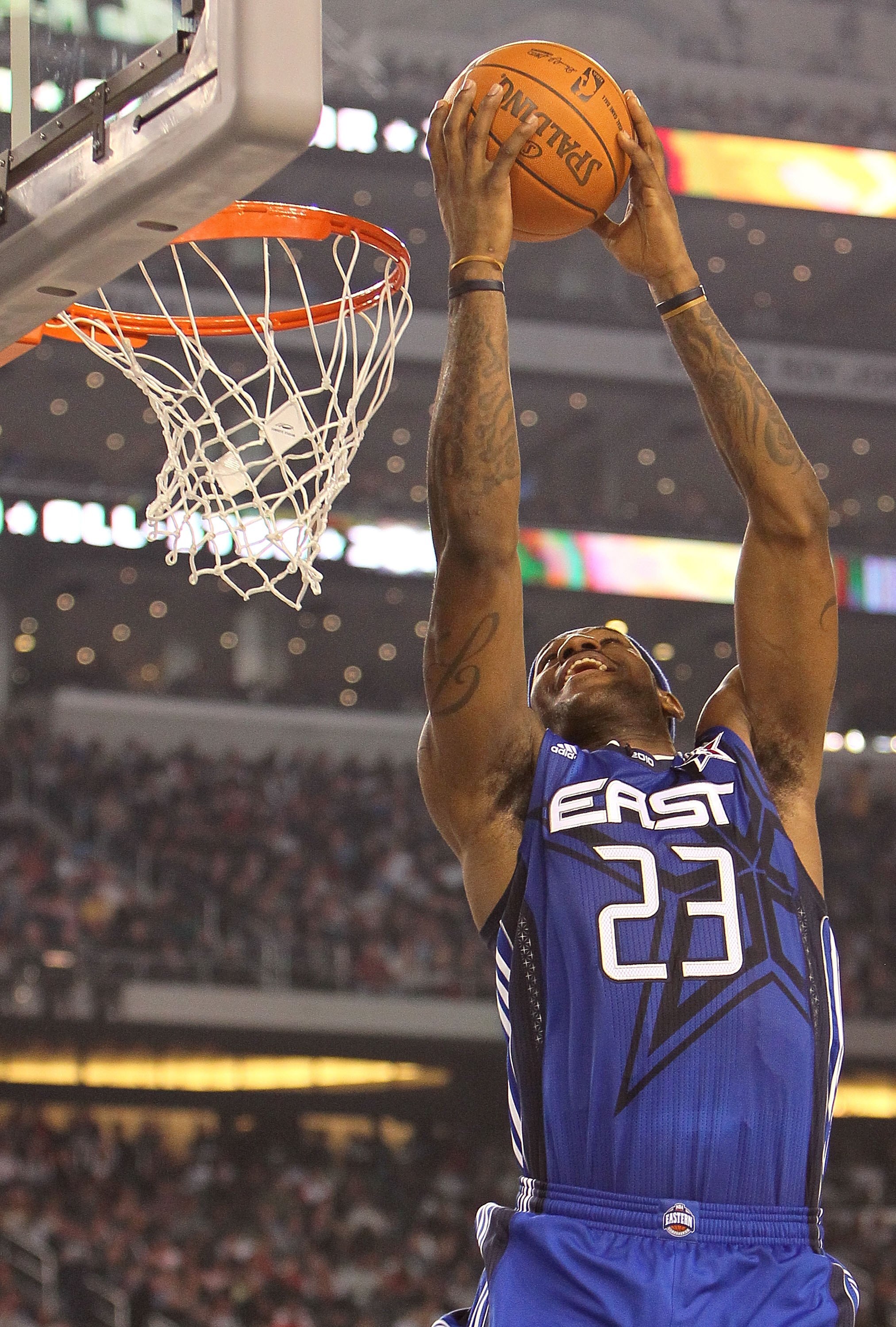 ARLINGTON, TX - FEBRUARY 14:  LeBron James #23 of the Eastern Conference in action against the Western Conference during the NBA All-Star Game, part of 2010 NBA All-Star Weekend at Cowboys Stadium on February 14, 2010 in Arlington, Texas. NOTE TO USER: Us