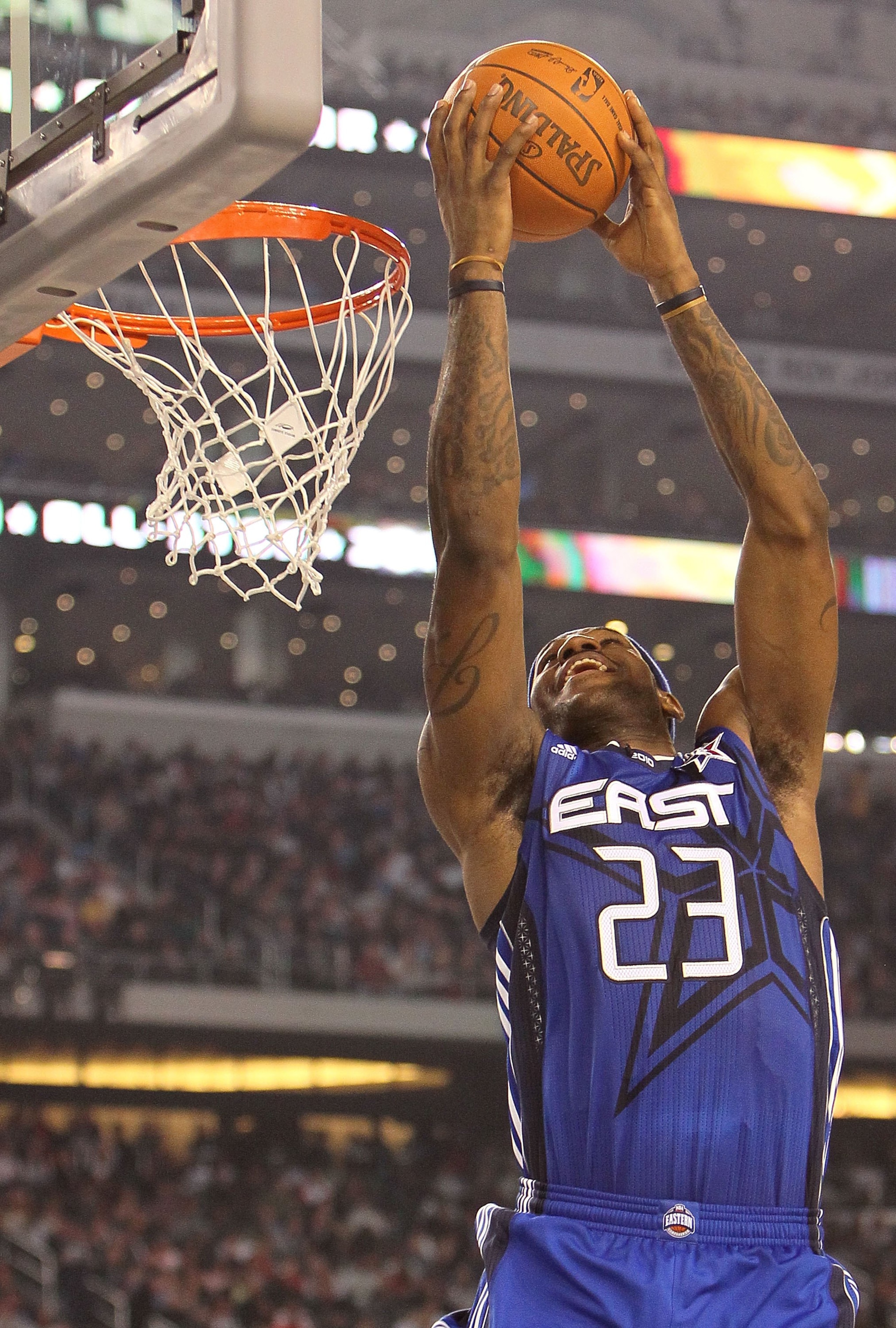 ARLINGTON, TX - FEBRUARY 14:  LeBron James #23 of the Eastern Conference in action against the Western Conference during the NBA All-Star Game, part of 2010 NBA All-Star Weekend at Cowboys Stadium on February 14, 2010 in Arlington, Texas. NOTE TO USER: Us