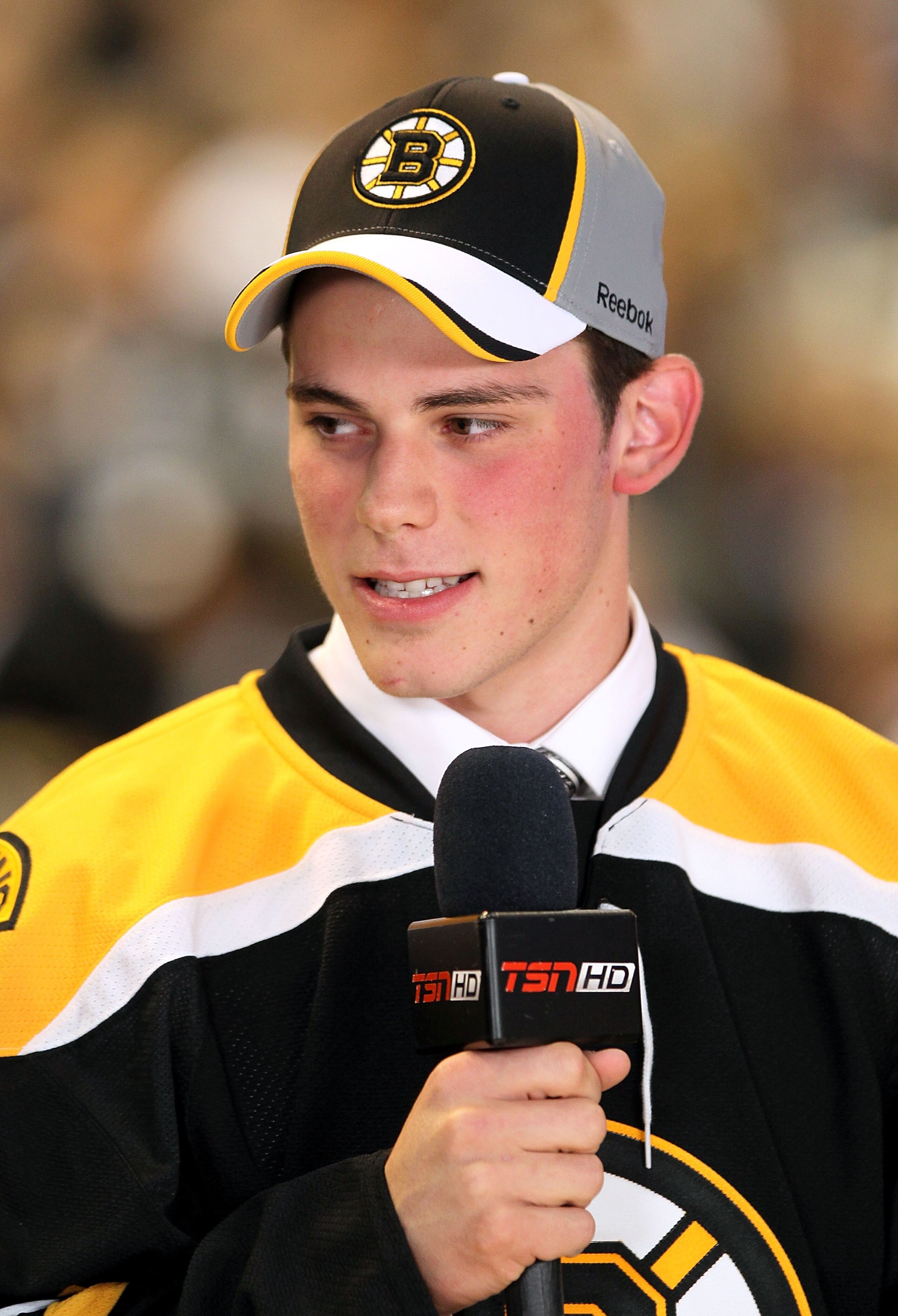 LOS ANGELES, CA - JUNE 25:  Tyler Seguin, drafted second overall by the Boston Bruins, is interviewed after he was drafted during the 2010 NHL Entry Draft at Staples Center on June 25, 2010 in Los Angeles, California.  (Photo by Jeff Gross/Getty Images)
