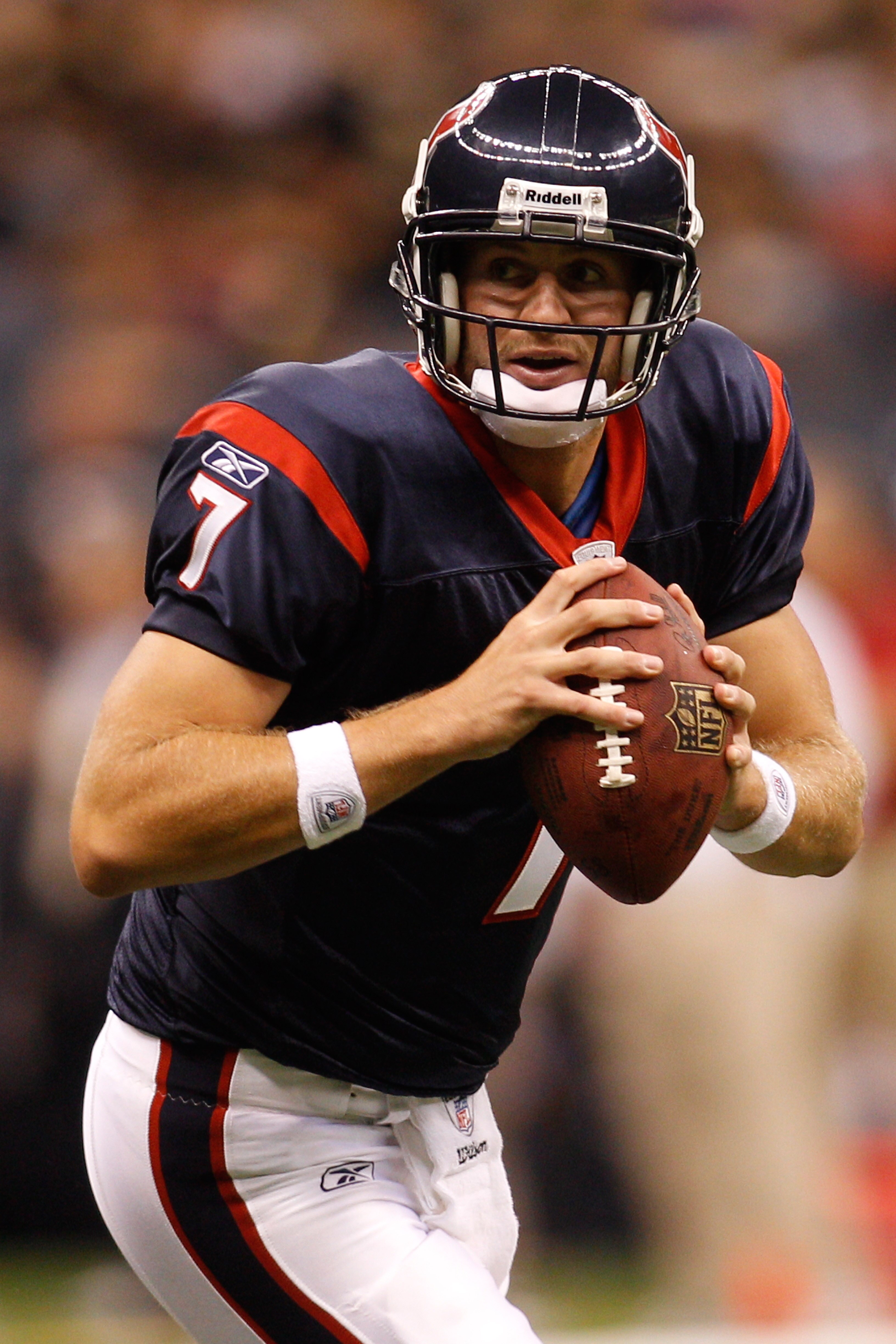 NEW ORLEANS - AUGUST 21:  Dan Orlovsky #7 of the Houston Texans in action during the game against the New Orleans Saints at the Louisiana Superdome on August 21, 2010 in New Orleans, Louisiana.  (Photo by Chris Graythen/Getty Images)