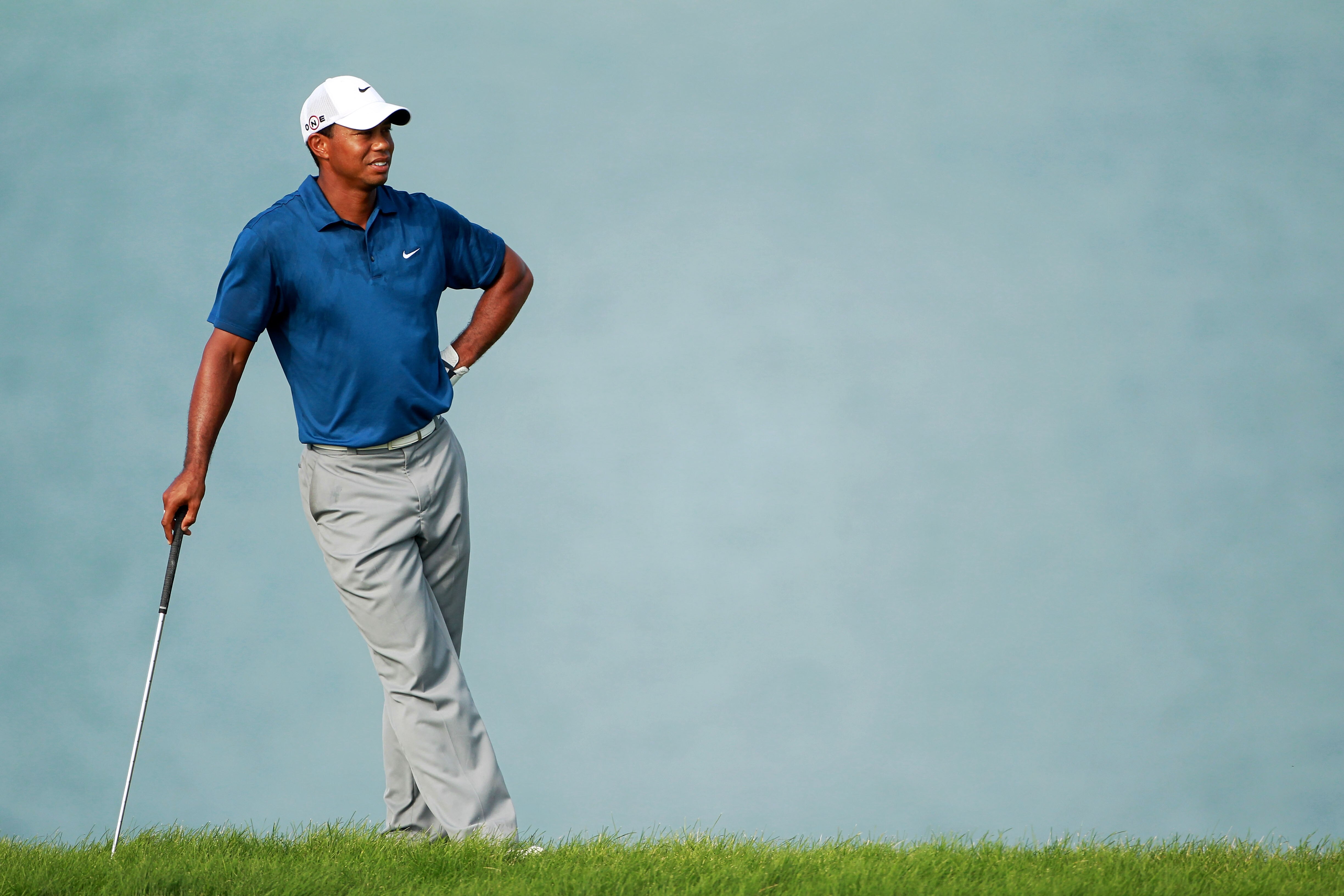 KOHLER, WI - AUGUST 14:  Tiger Woods looks on from the 16th hole during the third round of the 92nd PGA Championship on the Straits Course at Whistling Straits on August 14, 2010 in Kohler, Wisconsin.  (Photo by Andrew Redington/Getty Images)