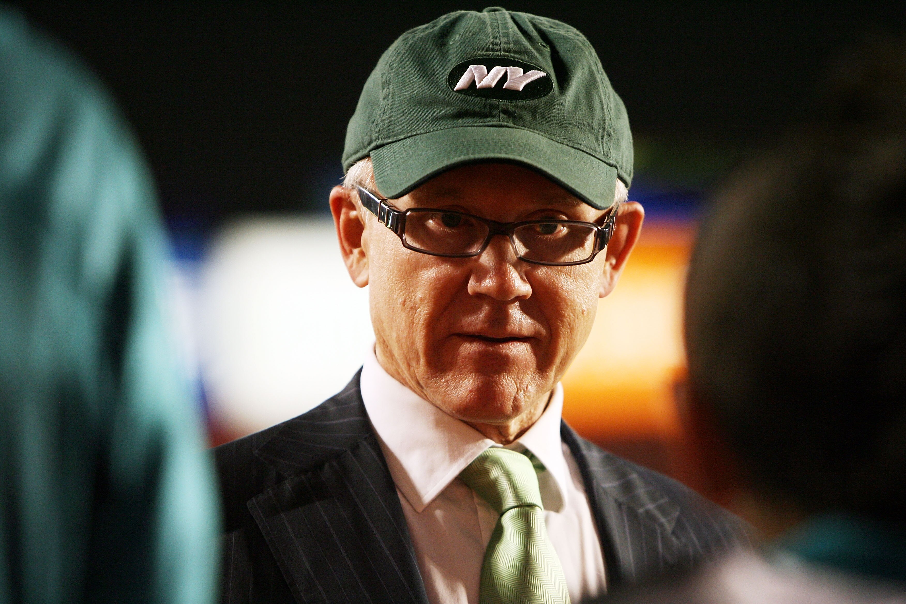 MIAMI - OCTOBER 12:  Owner Woody Johnson of the New York Jets talk with fans before the Jets take on f the Miami Dolphins at Land Shark Stadium on October 12, 2009 in Miami, Florida.  (Photo by Doug Benc/Getty Images)