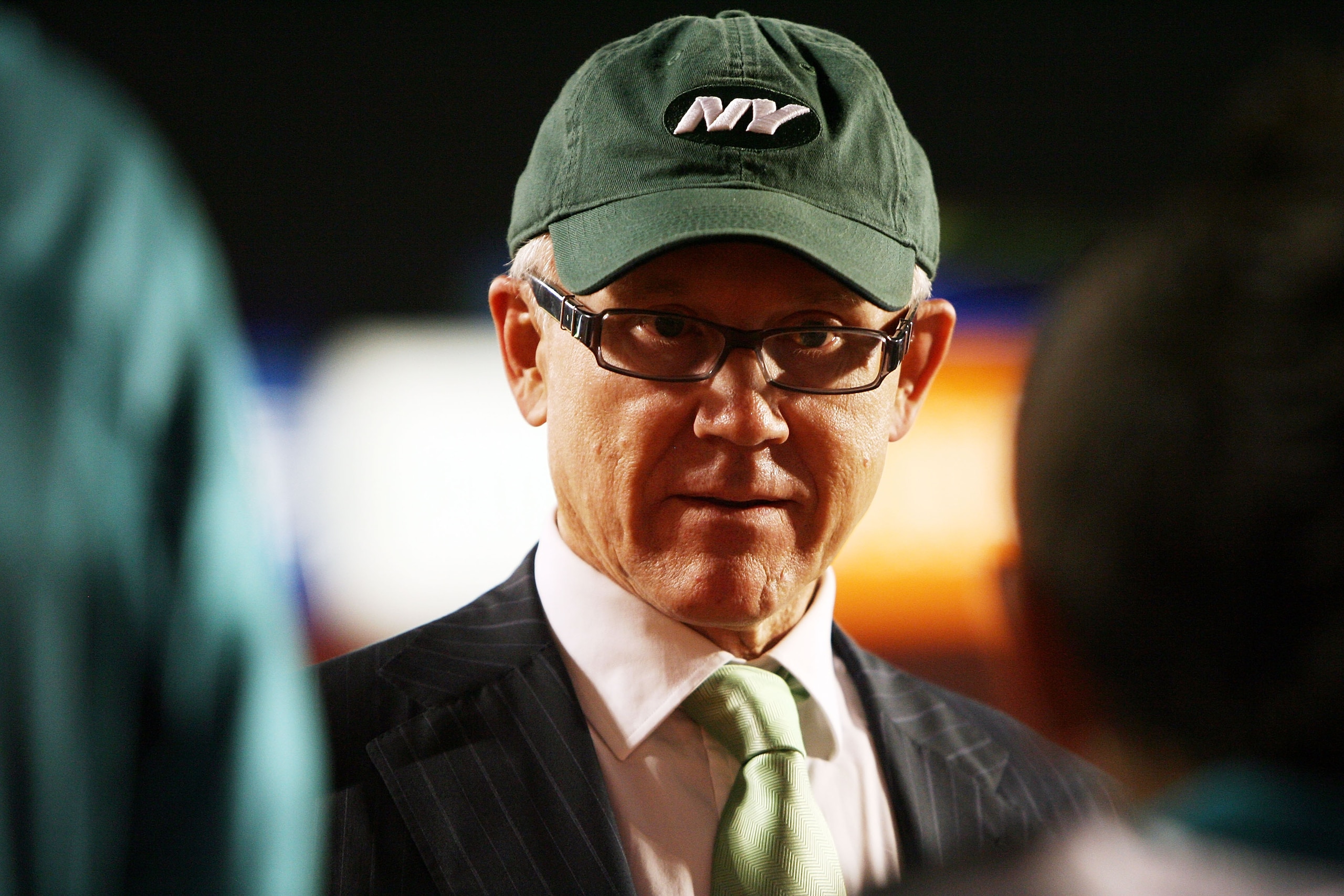 MIAMI - OCTOBER 12:  Owner Woody Johnson of the New York Jets talk with fans before the Jets take on f the Miami Dolphins at Land Shark Stadium on October 12, 2009 in Miami, Florida.  (Photo by Doug Benc/Getty Images)