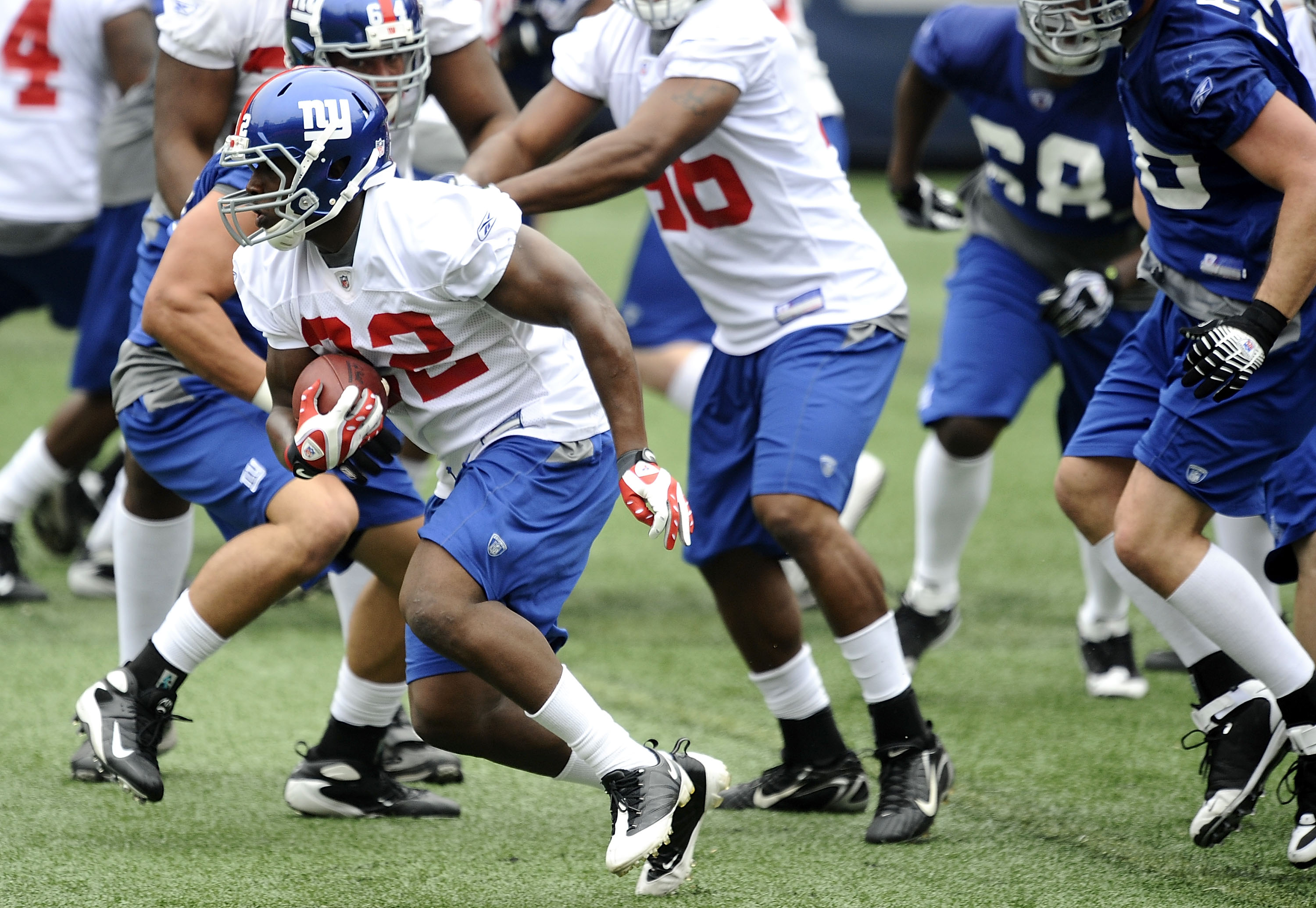 EAST RUTHERFORD, NJ - MAY 09:  Andre Brown #22 of the New York Giants works out at rookie camp on May 9, 2009 in East Rutherford, New Jersey.  (Photo by Jeff Zelevansky/Getty Images)