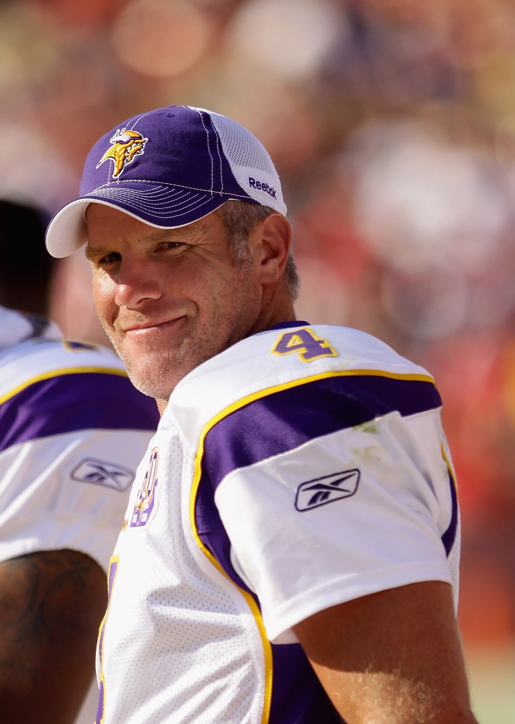 SAN FRANCISCO - AUGUST 22:  Brett Favre #4 of the Minnesota Vikings stands on the sidelines during their preseason game against the San Francisco 49ers at Candlestick Park on August 22, 2010 in San Francisco, California.  (Photo by Ezra Shaw/Getty Images)