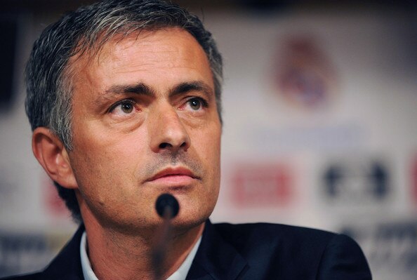 Jose Mourinho, the new Real Madrid coach, at a press conference (picture)