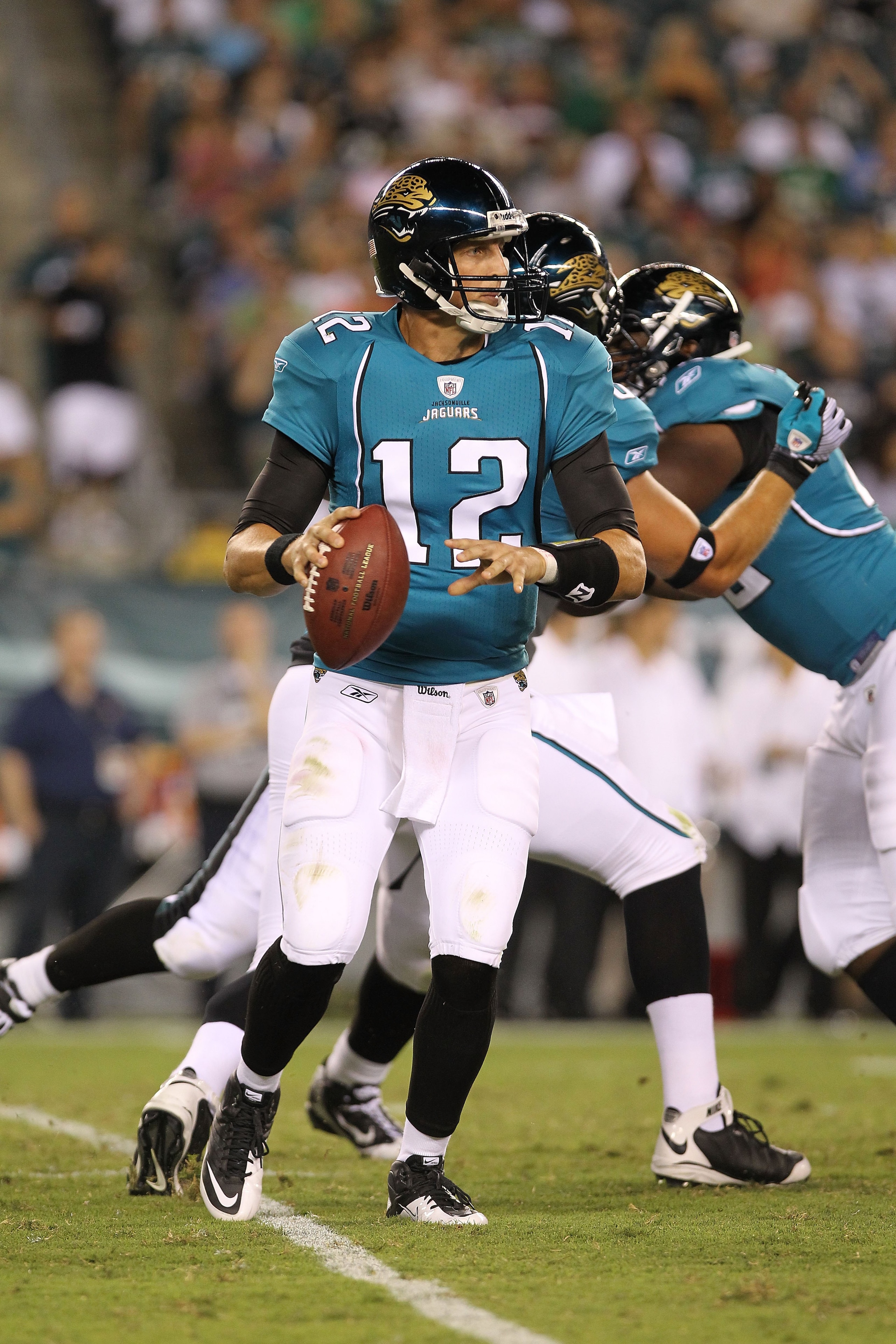 PHILADELPHIA - AUGUST 13: Luke McCown #12 of the Jacksonville Jaguars passes against the Philadelphia Eagles during their preseason game at Lincoln Financial Field on August 13, 2010 in Philadelphia, Pennsylvania. (Photo by Nick Laham/Getty Images) PHILADELPHIA - AUGUST 13: Luke McCown #12 of the Jacksonville Jaguars passes against the Philadelphia Eagles during their preseason game at Lincoln Financial Field on August 13, 2010 in Philadelphia, Pennsylvania. (Photo by Nick Laham/Getty Images)