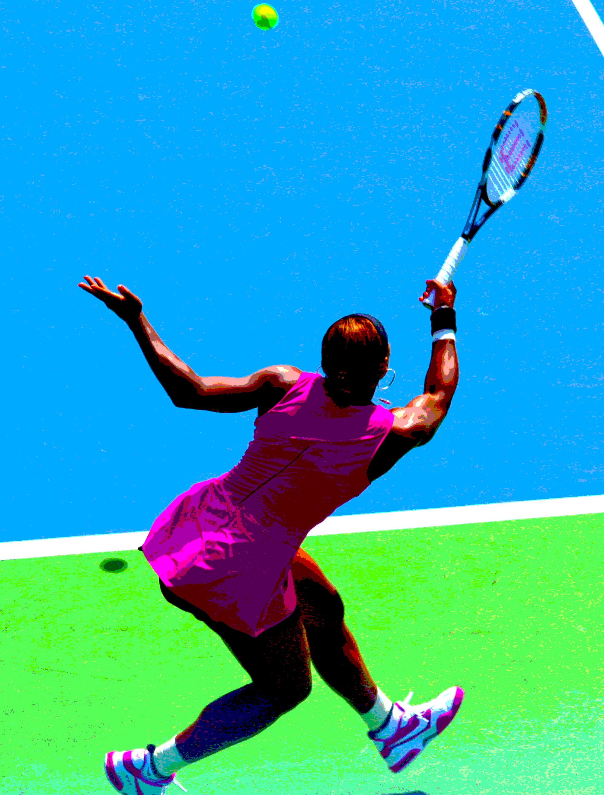 Resplendent Serena Williams vibrates in fuchsia against AA's the blue and green