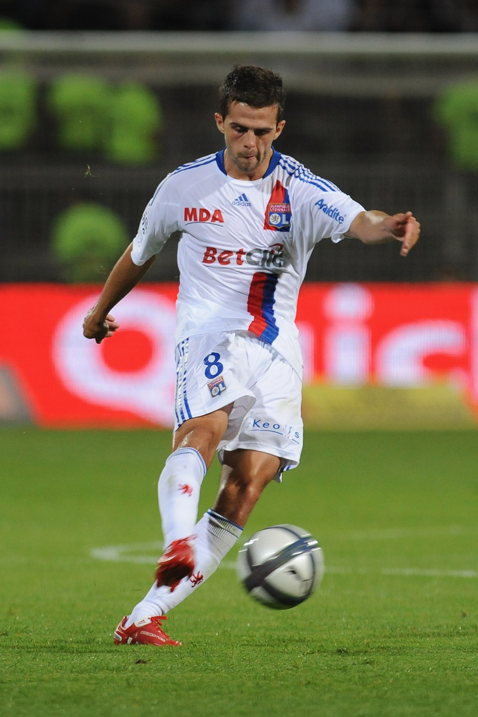 LYON, FRANCE - AUGUST 07:  Miralem Pjanic of Olympique Lyonnais in action during the Ligue 1 match between Olympique Lyonnais and AS Monaco FC at Gerland Stadium on August 7, 2010 in Lyon, France.  (Photo by Valerio Pennicino/Getty Images)