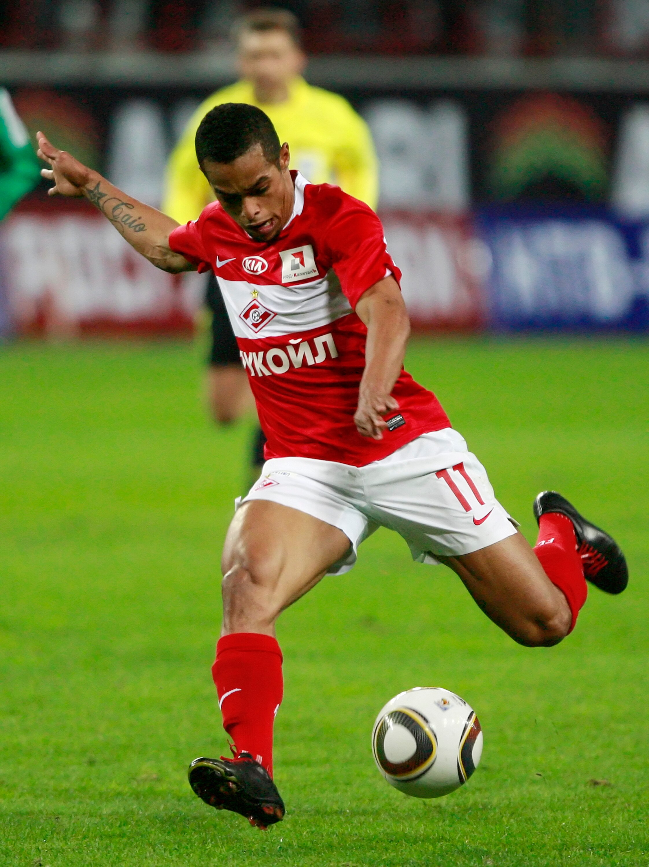 MOSCOW, RUSSIA - MAY 06: Welliton of FC Spartak Moscow in action during the Russian Football League Championship match between FC Spartak Moscow and FC Anzhi Makhachkala at the Luzhniki Stadium on May 06, 2010 in Moscow, Russia.  (Photo by Dmitry Korotaye