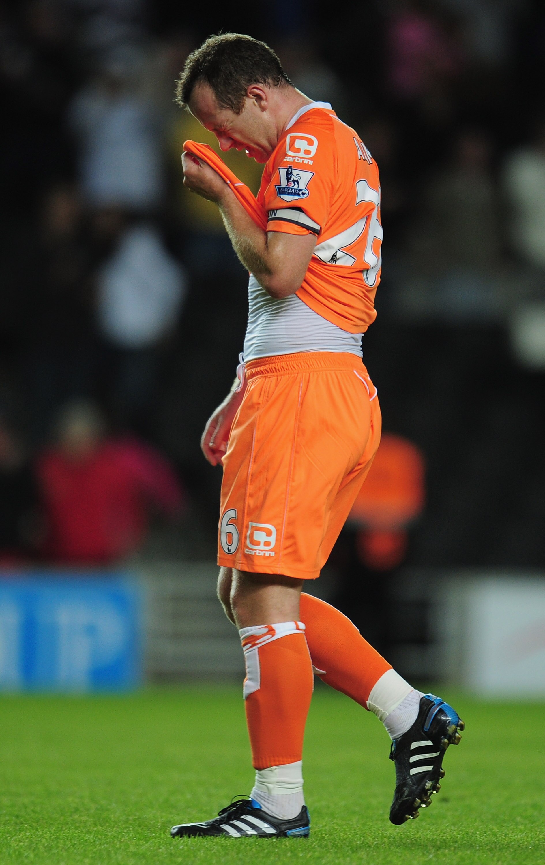 MILTON KEYNES, ENGLAND - AUGUST 24:  Charlie Adams of Blackpool looks dejected at the end of the Carling Cup 2nd Round match between MK Dons and Blackpool at Stadium MK on August 24, 2010 in Milton Keynes, England.  (Photo by Shaun Botterill/Getty Images)