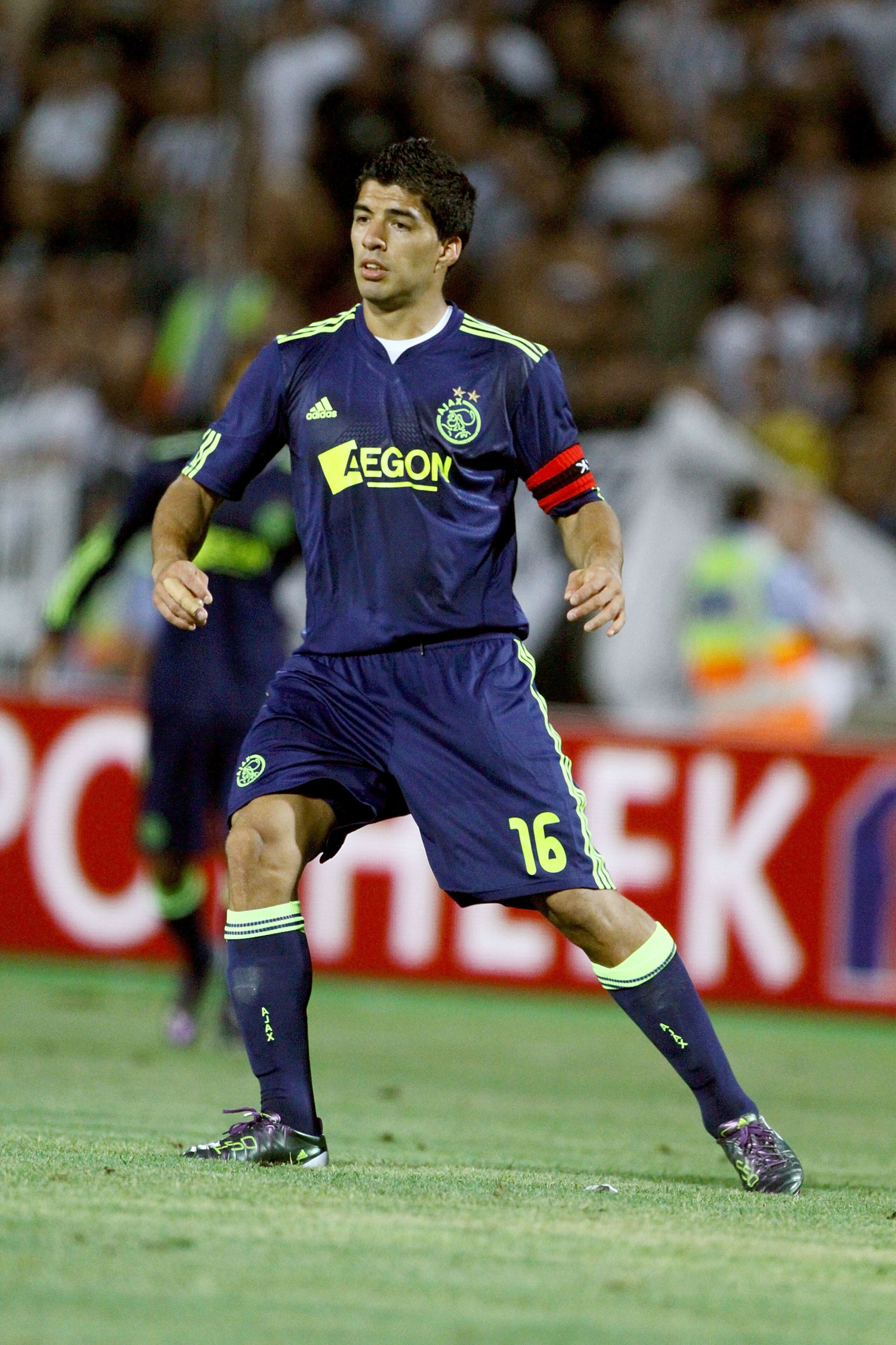 THESSALONIKI, GREECE - AUGUST 04:  Luis Alberto Suarez Diaz of Ajax with the ball during the Uefa Champions League qualifying match between Paok and Ajax at Toumba Stadium on August 4, 2010 in Thessaloniki, Greece.  (Photo by Getty Images/Getty Images)